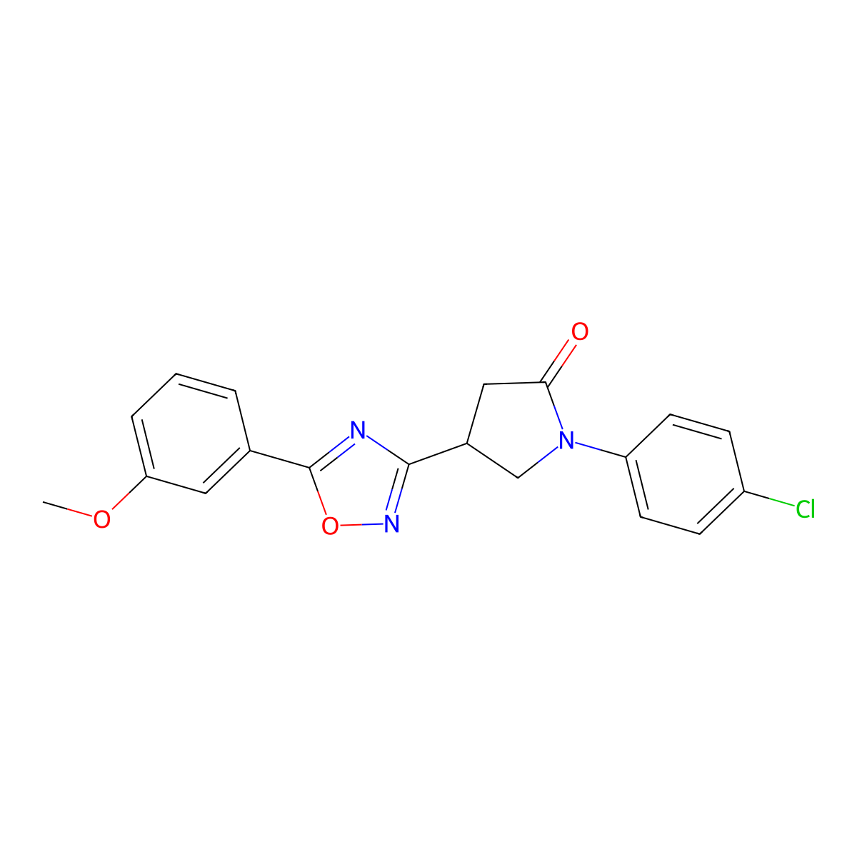 1-(4-Chlorophenyl)-4-[5-(3-methoxyphenyl)-1,2,4-oxadiazol-3-yl]pyrrolidin-2-one molecular structure, CAS 1170537-77-5