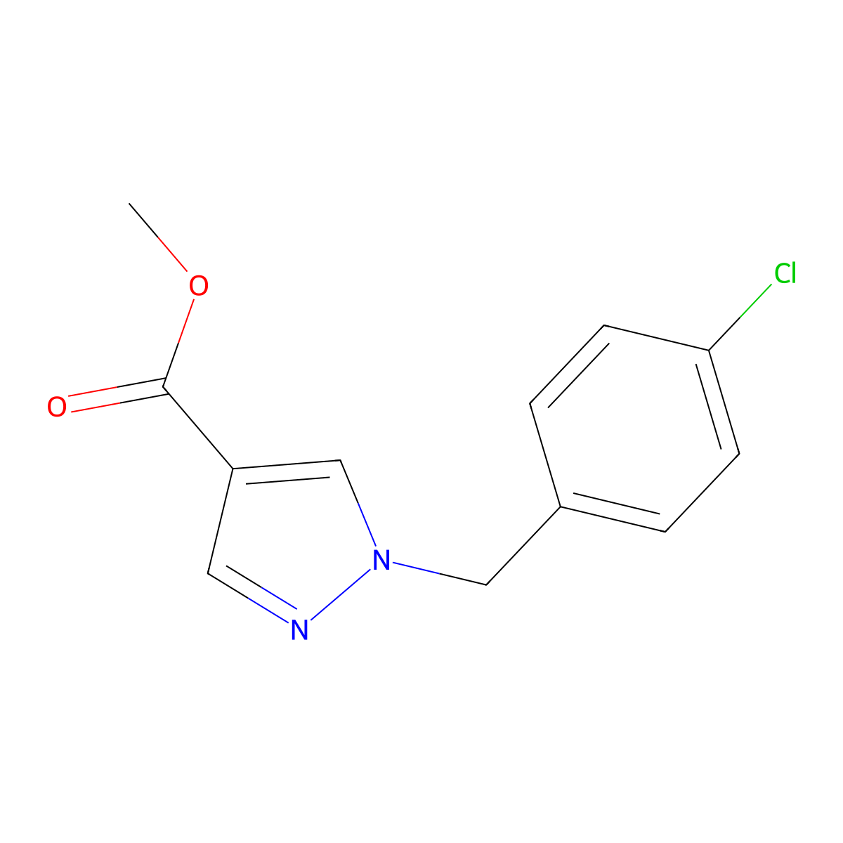 methyl 1-(4-chlorobenzyl)-1H-pyrazole-4-carboxylate molecular structure, CAS 1170537-91-3