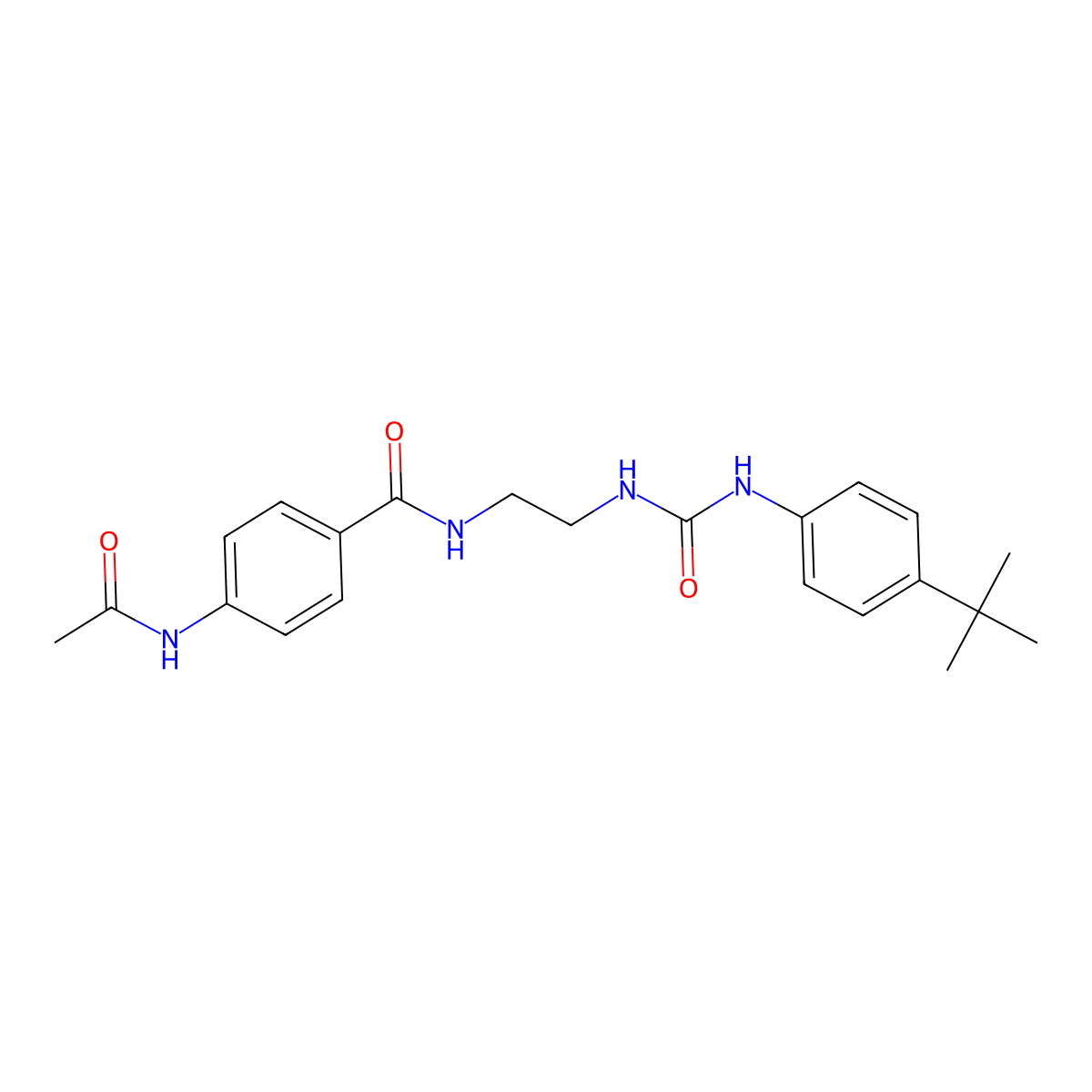 4-acetamido-N-(2-(3-(4-(tert-butyl)phenyl)ureido)ethyl)benzamide molecular structure, CAS 1170539-21-5