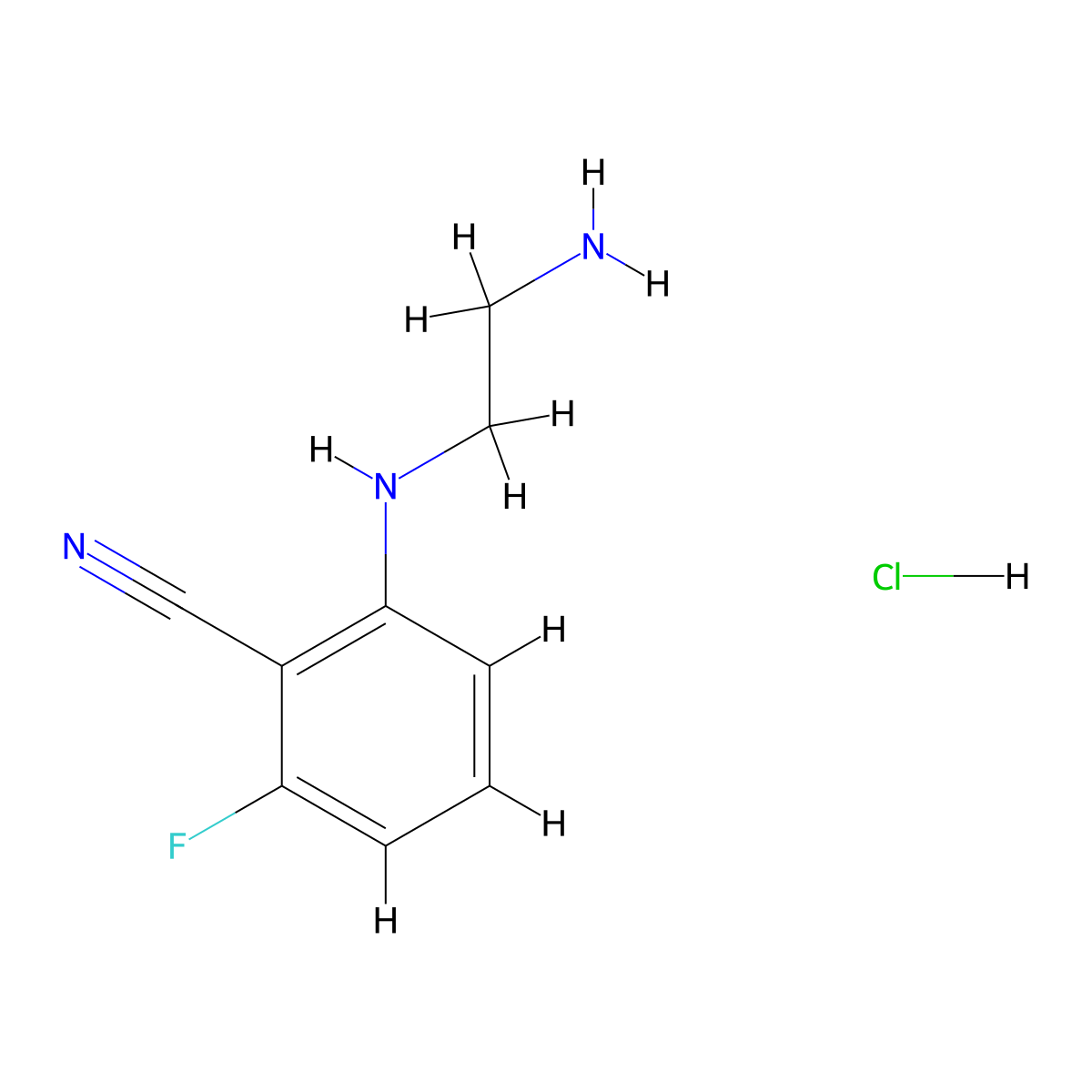 2-[(2-Aminoethyl)amino]-6-fluorobenzonitrile hydrochloride molecular structure, CAS 1170539-41-9