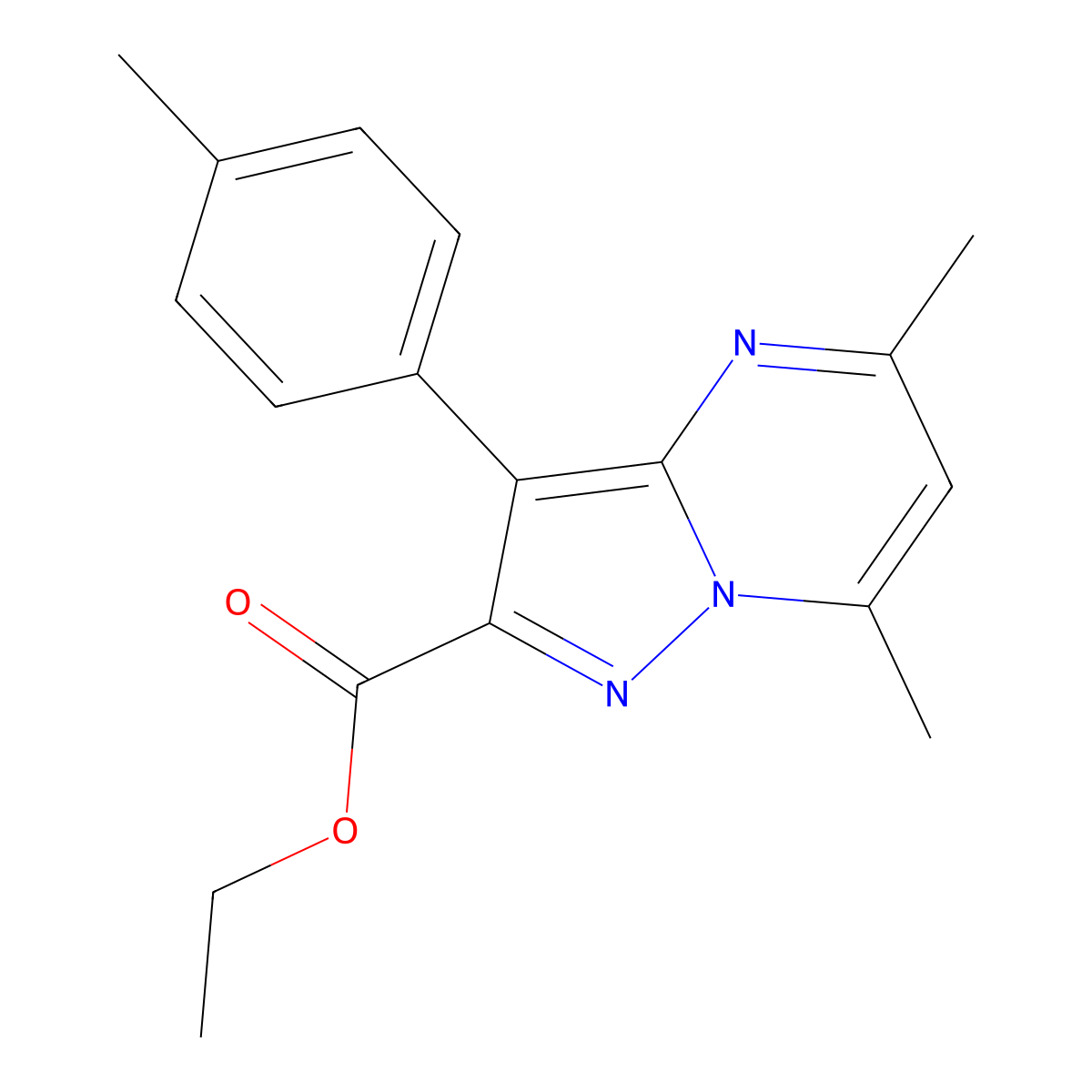 Ethyl 5,7-dimethyl-3-(4-methylphenyl)pyrazolo[1,5-a]pyrimidine-2-carboxylate molecular structure, CAS 1170539-91-9