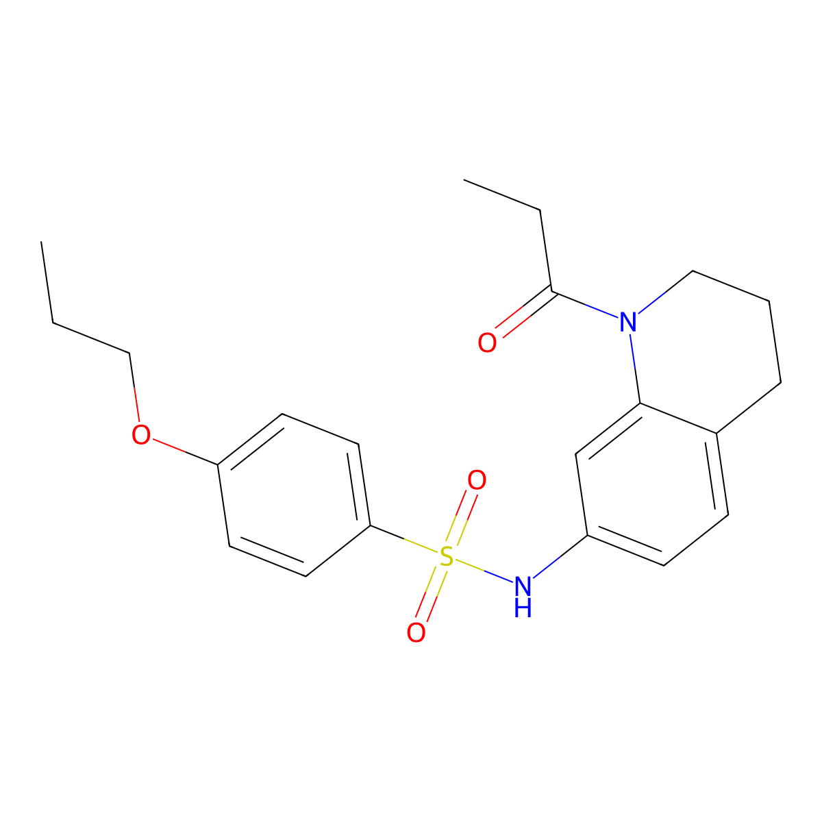 N-(1-propanoyl-1,2,3,4-tetrahydroquinolin-7-yl)-4-propoxybenzene-1-sulfonamide molecular structure, CAS 1170544-60-1