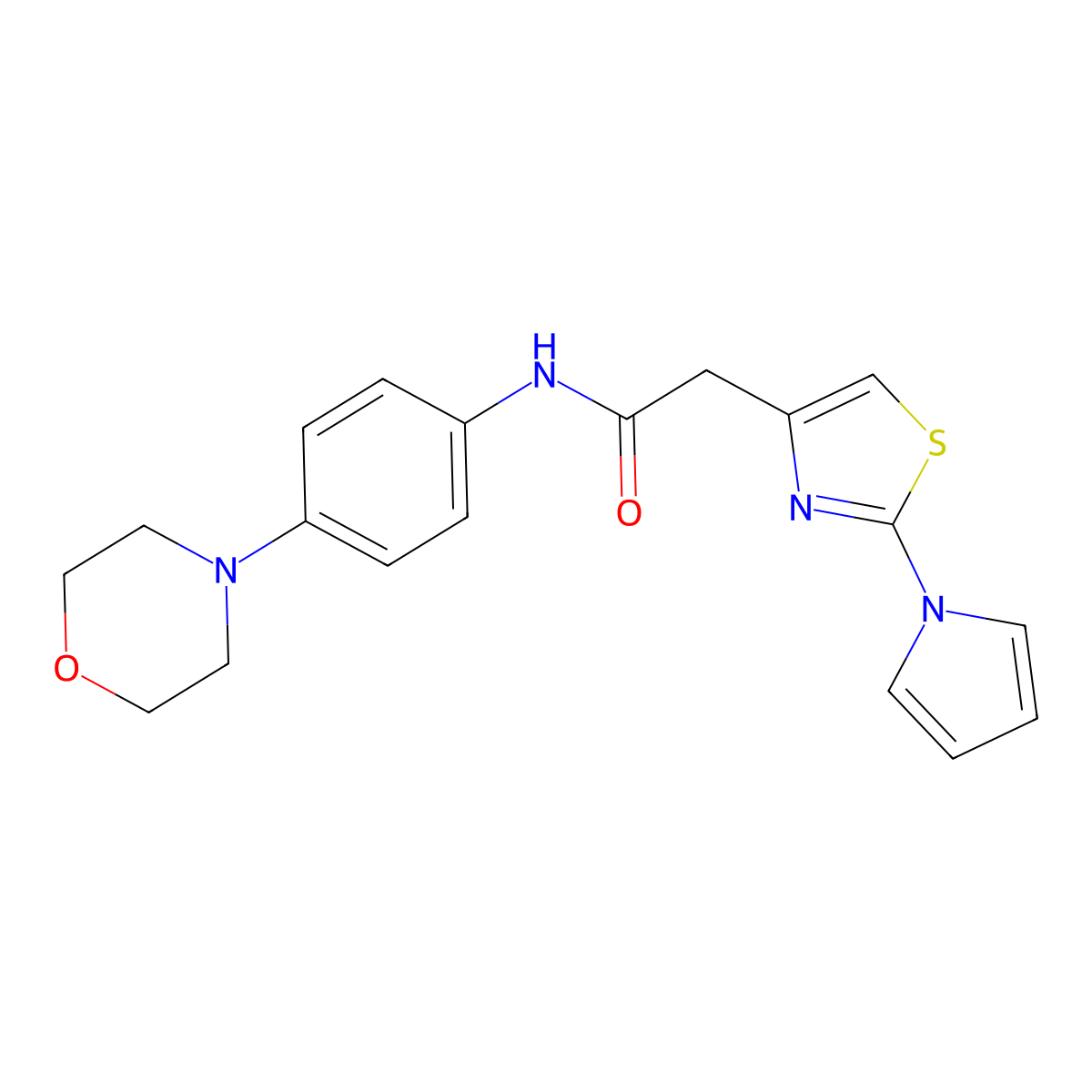 2-(2-(1H-pyrrol-1-yl)thiazol-4-yl)-N-(4-morpholinophenyl)acetamide molecular structure, CAS 1170544-73-6