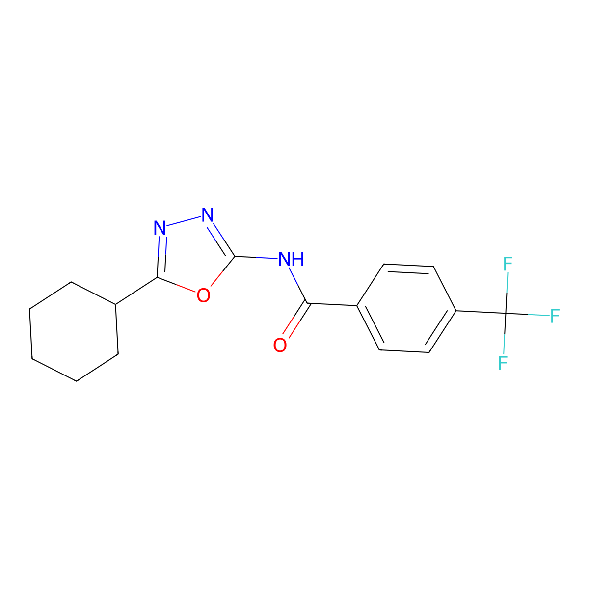 N-(5-cyclohexyl-1,3,4-oxadiazol-2-yl)-4-(trifluoromethyl)benzamide molecular structure, CAS 1170545-05-7