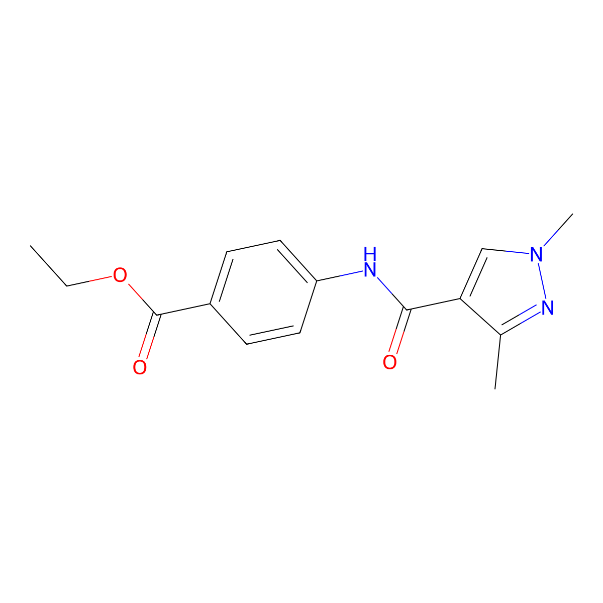 ethyl 4-(1,3-dimethyl-1H-pyrazole-4-carboxamido)benzoate molecular structure, CAS 1170546-50-5