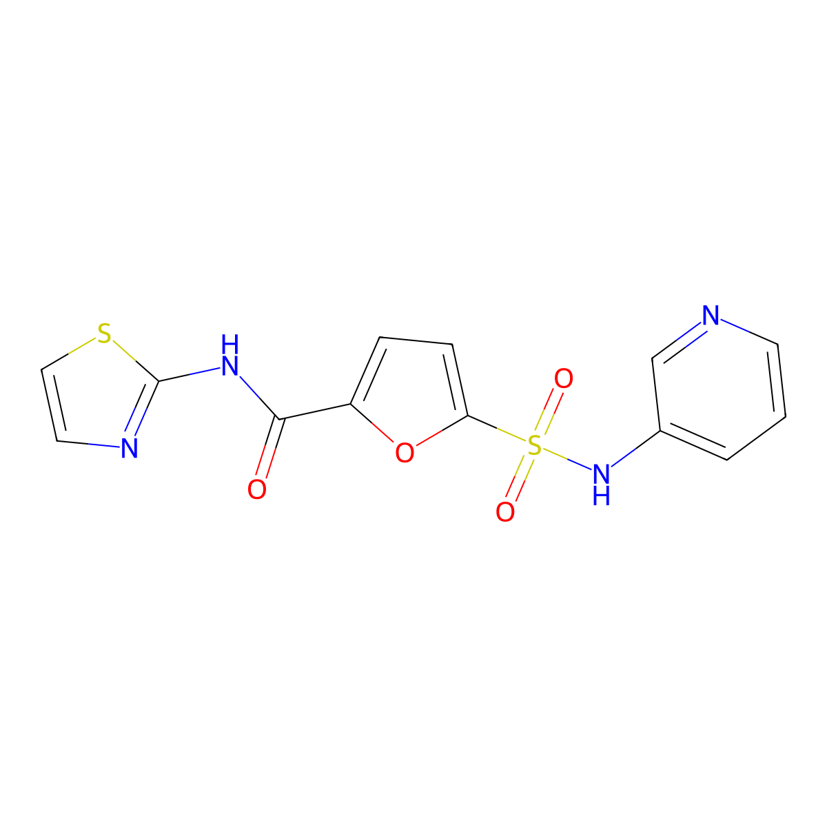 5-(N-(pyridin-3-yl)sulfamoyl)-N-(thiazol-2-yl)furan-2-carboxamide molecular structure, CAS 1170551-49-1