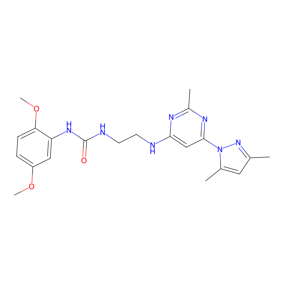 1-(2,5-dimethoxyphenyl)-3-(2-{[6-(3,5-dimethyl-1H-pyrazol-1-yl)-2-methylpyrimidin-4-yl]amino}ethyl)urea molecular structure, CAS 1170554-58-1