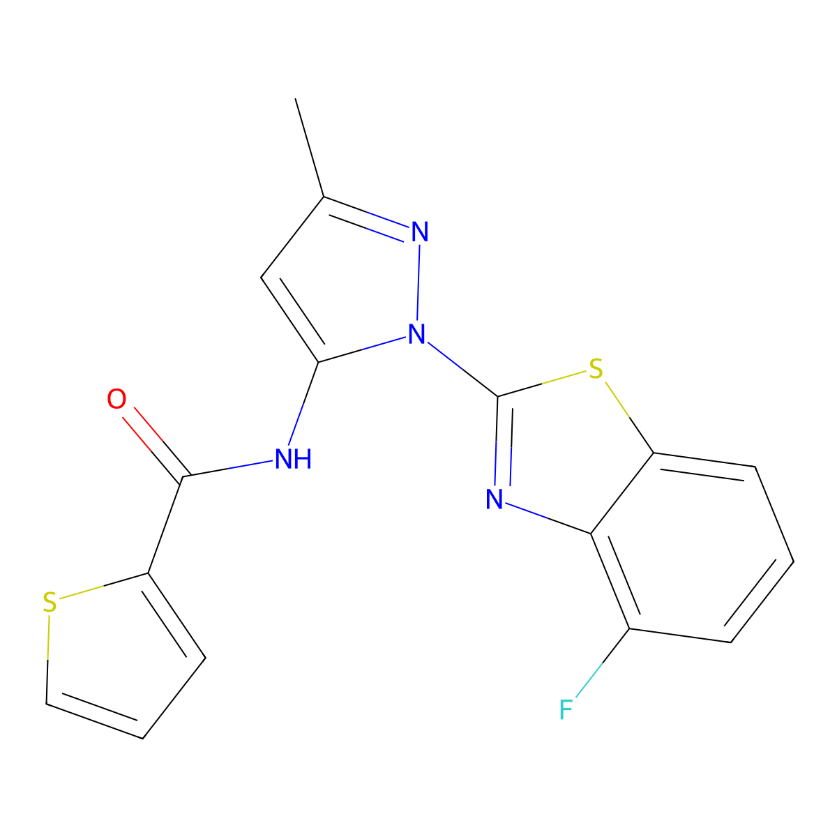 N-(1-(4-fluorobenzo[d]thiazol-2-yl)-3-methyl-1H-pyrazol-5-yl)thiophene-2-carboxamide molecular structure, CAS 1170556-59-8
