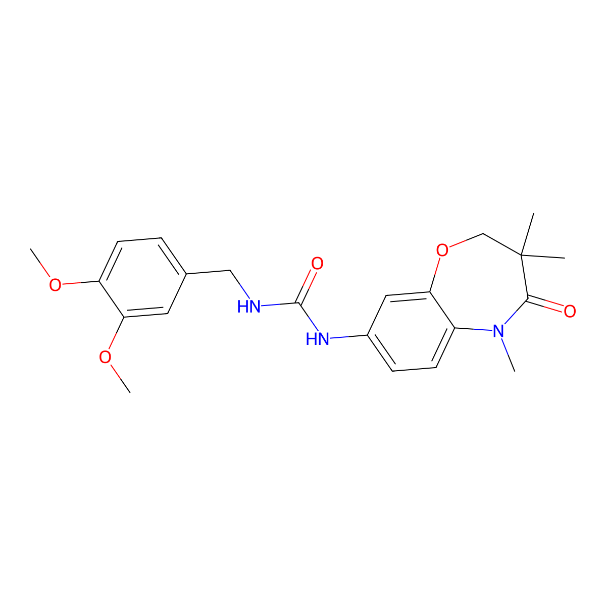 1-(3,4-Dimethoxybenzyl)-3-(3,3,5-trimethyl-4-oxo-2,3,4,5-tetrahydrobenzo[b][1,4]oxazepin-8-yl)urea molecular structure, CAS 1170557-38-6