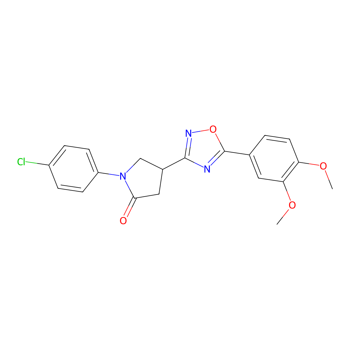 1-(4-Chlorophenyl)-4-[5-(3,4-dimethoxyphenyl)-1,2,4-oxadiazol-3-yl]pyrrolidin-2-one molecular structure, CAS 1170557-66-0
