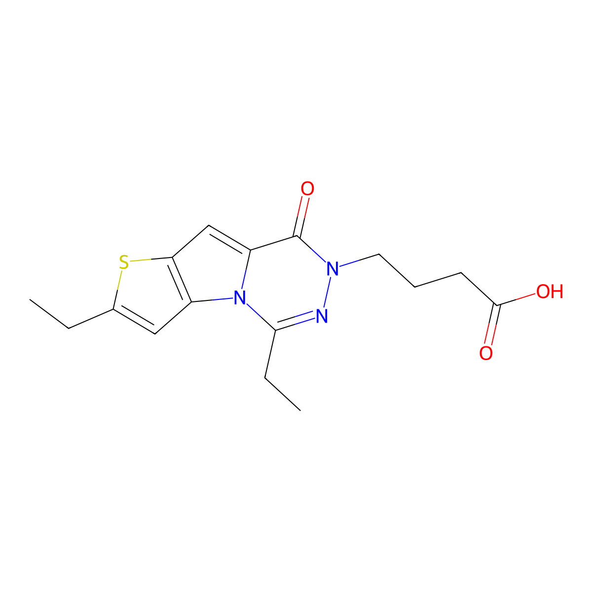 4-(2,5-diethyl-8-oxothieno[2',3':4,5]pyrrolo[1,2-d][1,2,4]triazin-7(8H)-yl)butanoic acid molecular structure, CAS 1170559-01-9