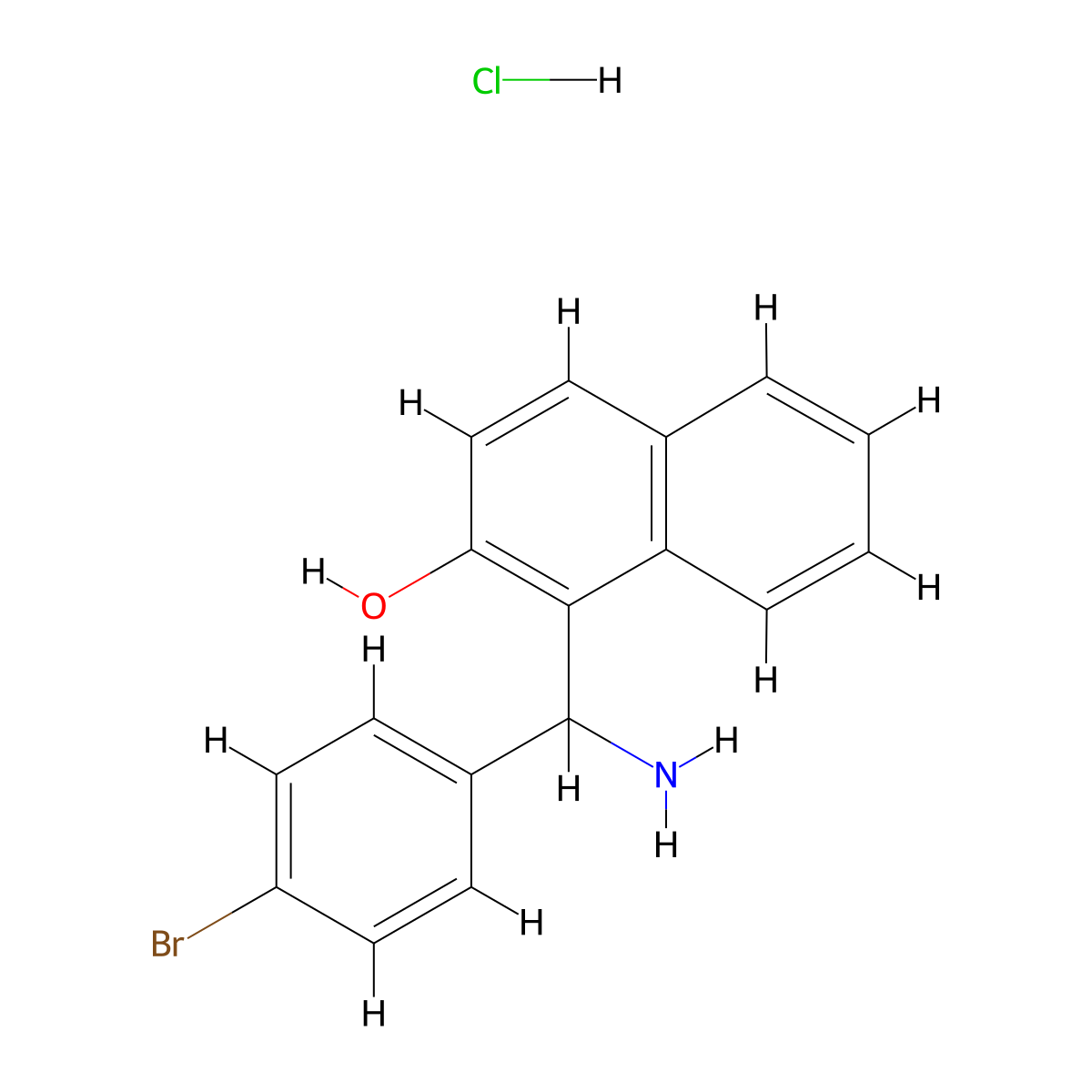 1-[Amino-(4-bromo-phenyl)-methyl]-naphthalen-2-ol hydrochloride molecular structure, CAS 1170560-78-7