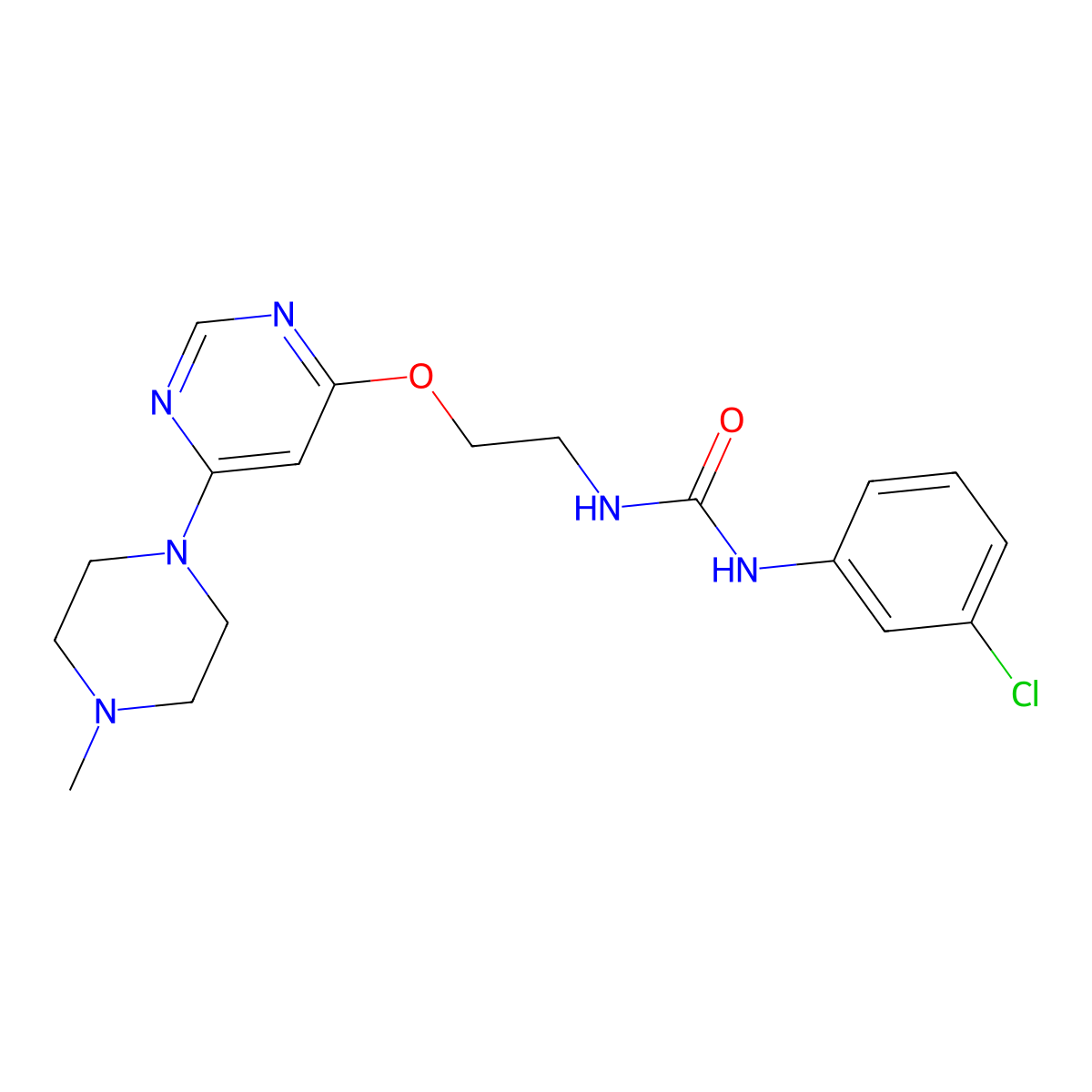 1-(3-Chlorophenyl)-3-(2-((6-(4-methylpiperazin-1-yl)pyrimidin-4-yl)oxy)ethyl)urea molecular structure, CAS 1170561-50-8