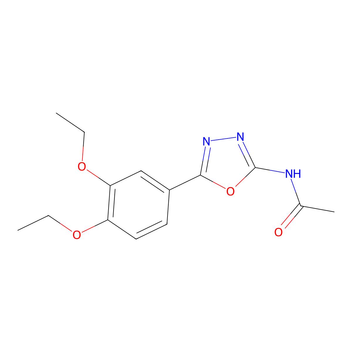 N-[5-(3,4-diethoxyphenyl)-1,3,4-oxadiazol-2-yl]acetamide molecular structure, CAS 1170563-26-4