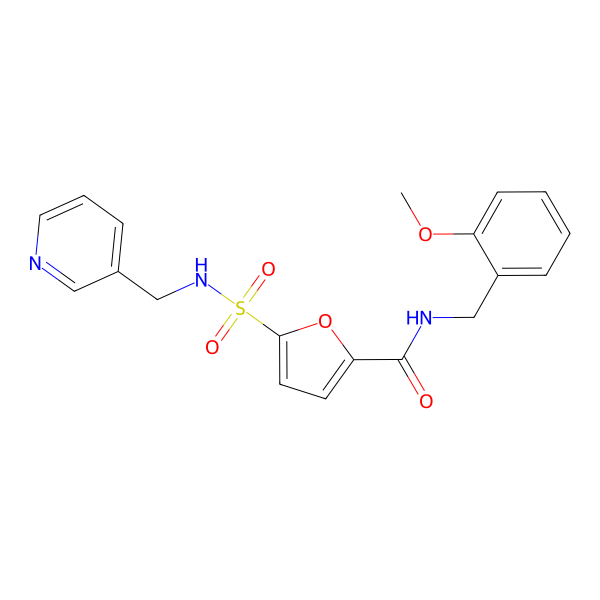 N-(2-methoxybenzyl)-5-(N-(pyridin-3-ylmethyl)sulfamoyl)furan-2-carboxamide molecular structure, CAS 1170563-43-5