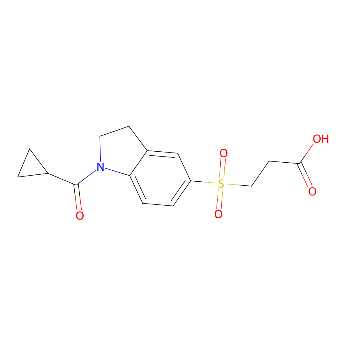 3-{[1-(Cyclopropylcarbonyl)-2,3-dihydro-1H-indol-5-yl]sulfonyl}propanoic acid molecular structure, CAS 1170565-67-9