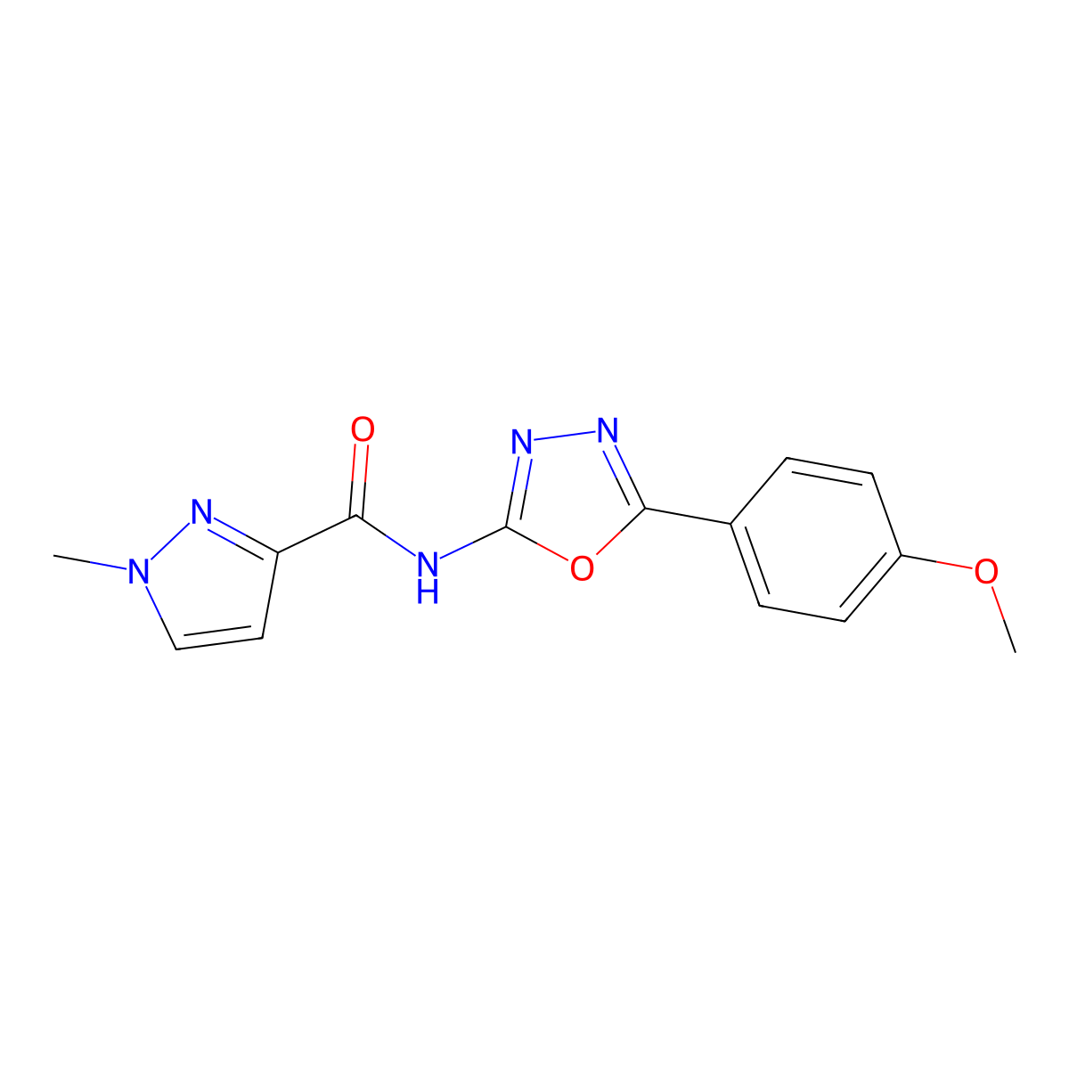 N-[5-(4-methoxyphenyl)-1,3,4-oxadiazol-2-yl]-1-methyl-1H-pyrazole-3-carboxamide molecular structure, CAS 1170566-33-2