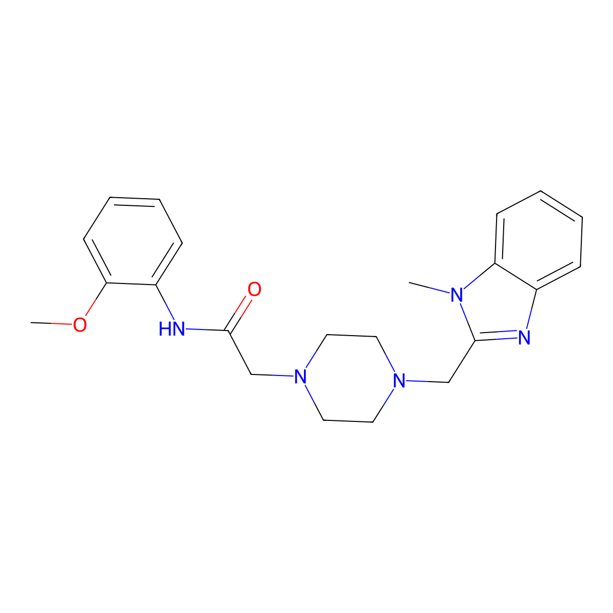 N-(2-methoxyphenyl)-2-(4-((1-methyl-1H-benzo[d]imidazol-2-yl)methyl)piperazin-1-yl)acetamide molecular structure, CAS 1170566-83-2