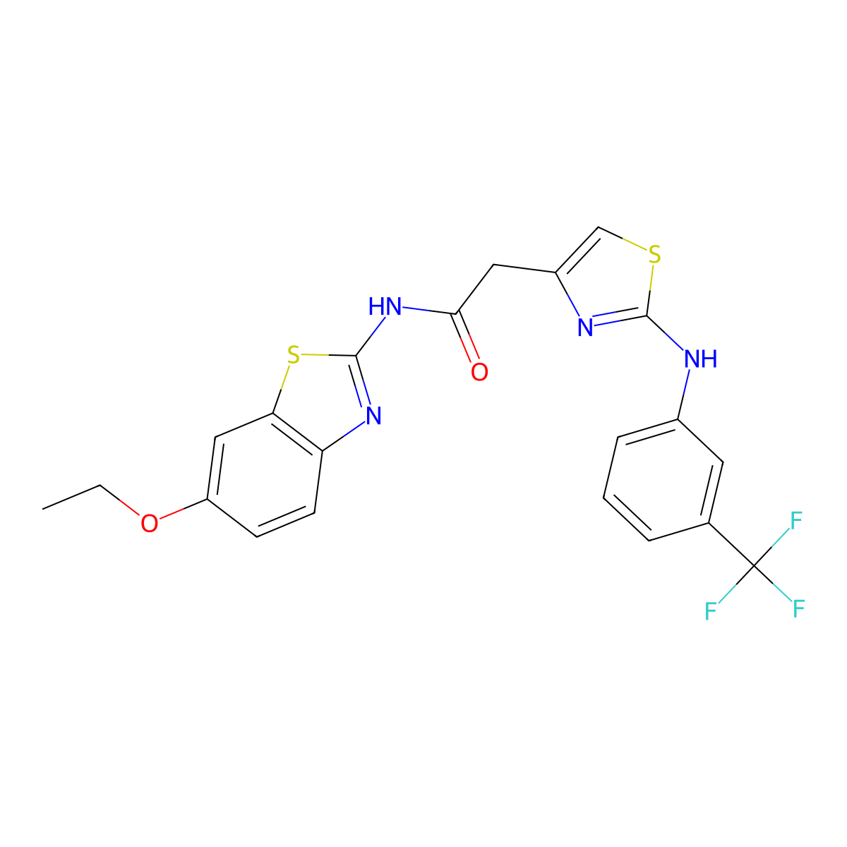 N-(6-ethoxybenzo[d]thiazol-2-yl)-2-(2-((3-(trifluoromethyl)phenyl)amino)thiazol-4-yl)acetamide molecular structure, CAS 1170567-86-8