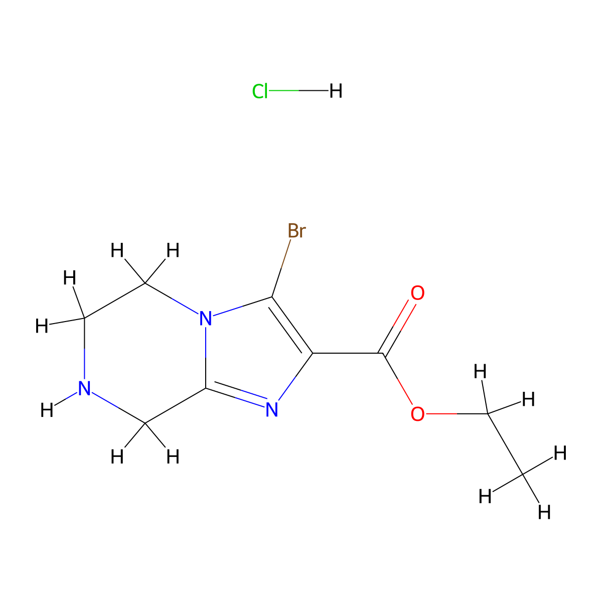 ethyl 3-bromo-5H,6H,7H,8H-imidazo(1,2-a)pyrazine-2-carboxylate hydrochloride molecular structure, CAS 1170568-70-3