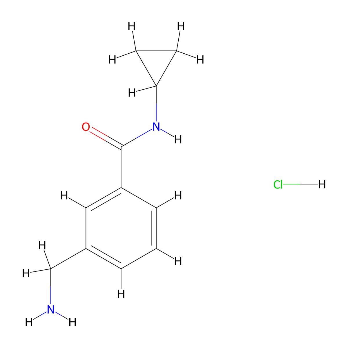 3-(aminomethyl)-N-cyclopropylbenzamide hydrochloride molecular structure, CAS 1170569-97-7