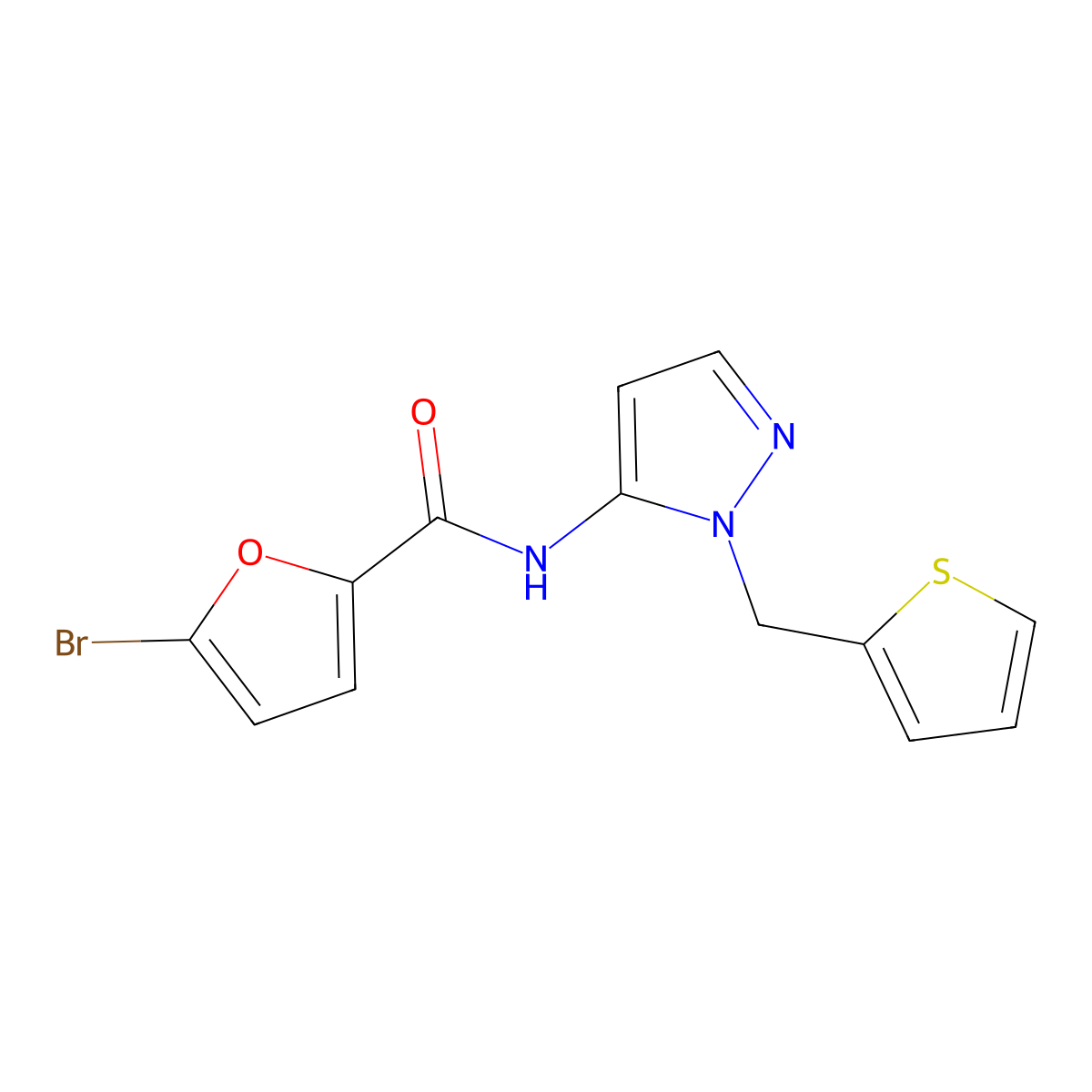 5-bromo-N-[1-(thiophen-2-ylmethyl)-1H-pyrazol-5-yl]furan-2-carboxamide molecular structure, CAS 1170573-14-4