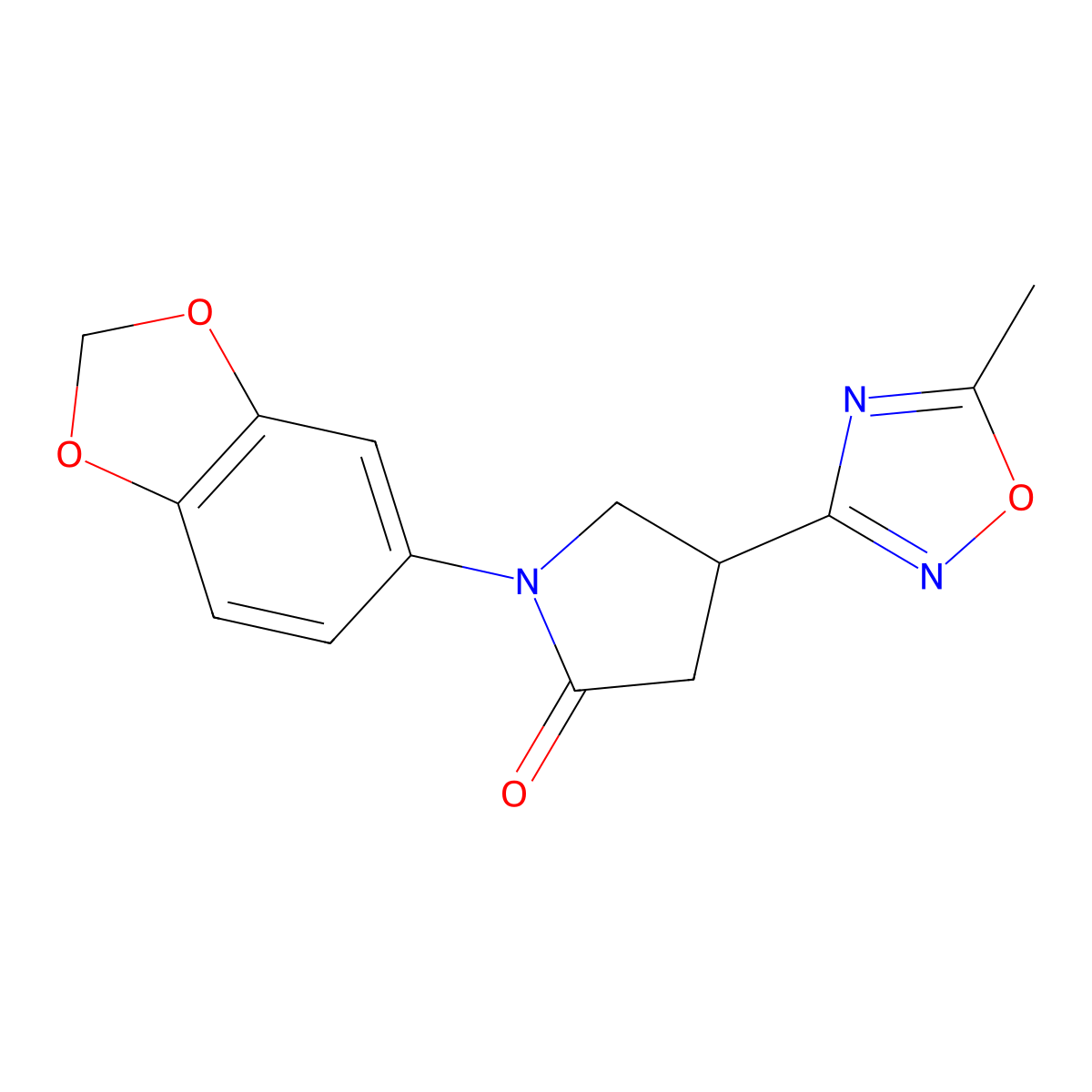 1-(Benzo[d][1,3]dioxol-5-yl)-4-(5-methyl-1,2,4-oxadiazol-3-yl)pyrrolidin-2-one molecular structure, CAS 1170573-38-2