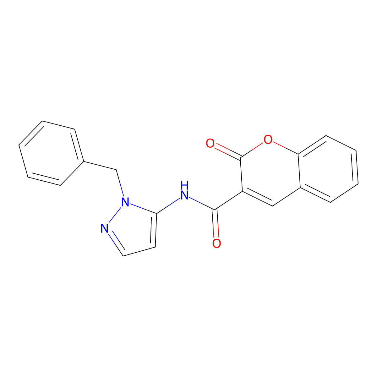 N-(1-benzyl-1H-pyrazol-5-yl)-2-oxo-2H-chromene-3-carboxamide molecular structure, CAS 1170574-46-5