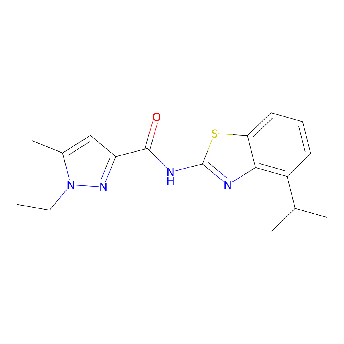 1-ethyl-N-(4-isopropylbenzo[d]thiazol-2-yl)-5-methyl-1H-pyrazole-3-carboxamide molecular structure, CAS 1170574-53-4