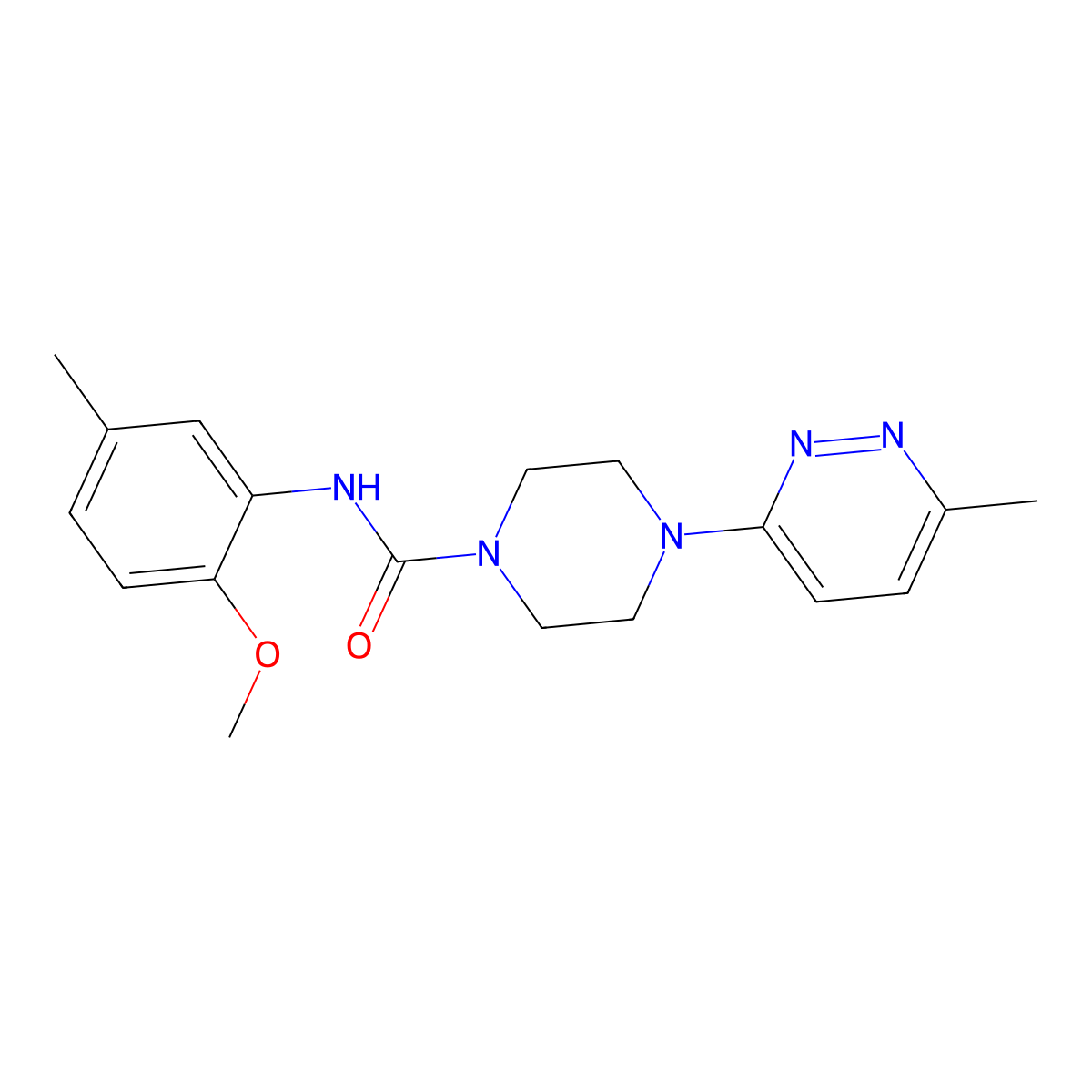 N-(2-methoxy-5-methylphenyl)-4-(6-methylpyridazin-3-yl)piperazine-1-carboxamide molecular structure, CAS 1170575-06-0