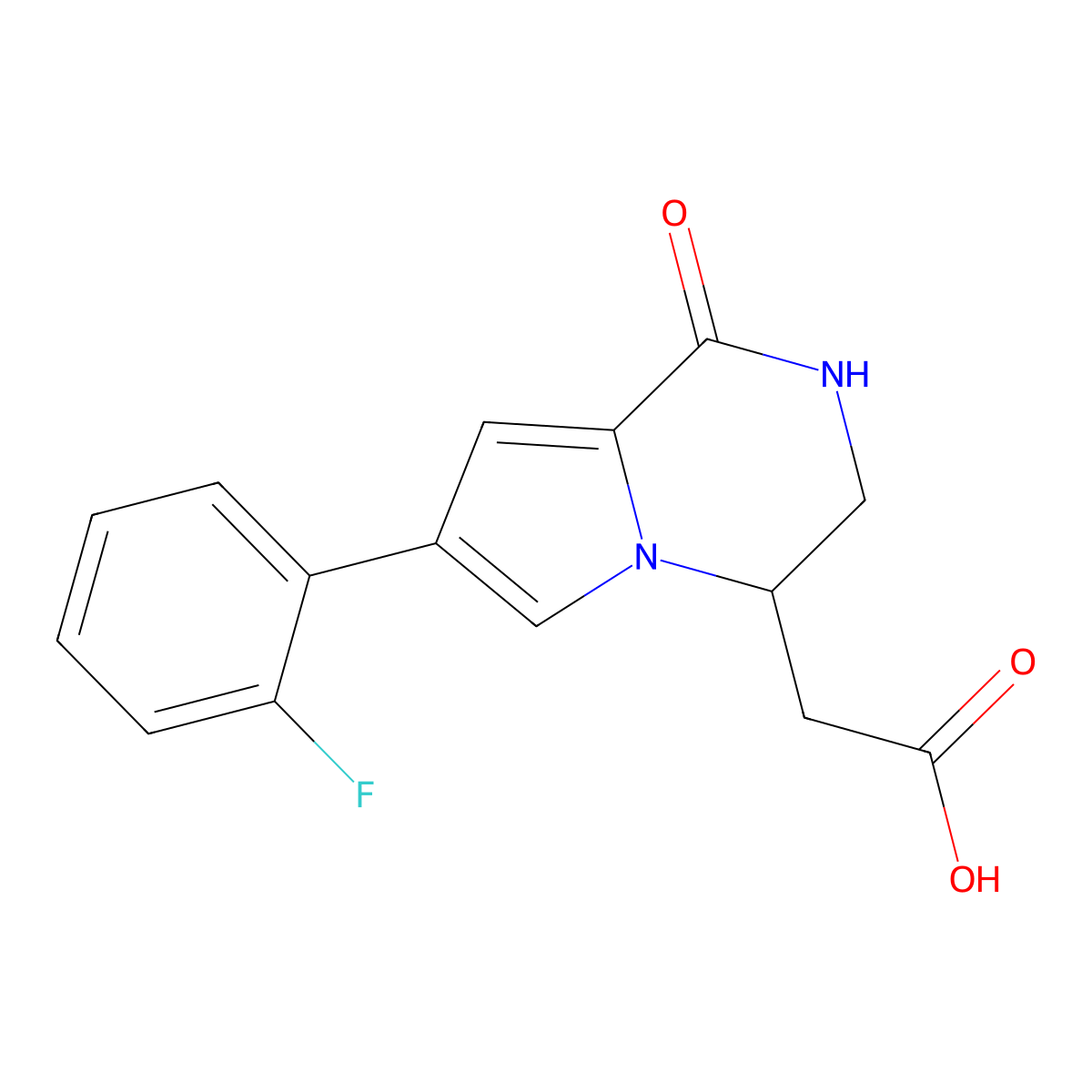 2-(7-(2-Fluorophenyl)-1-oxo-1,2,3,4-tetrahydropyrrolo[1,2-a]pyrazin-4-yl)acetic acid molecular structure, CAS 1170575-17-3
