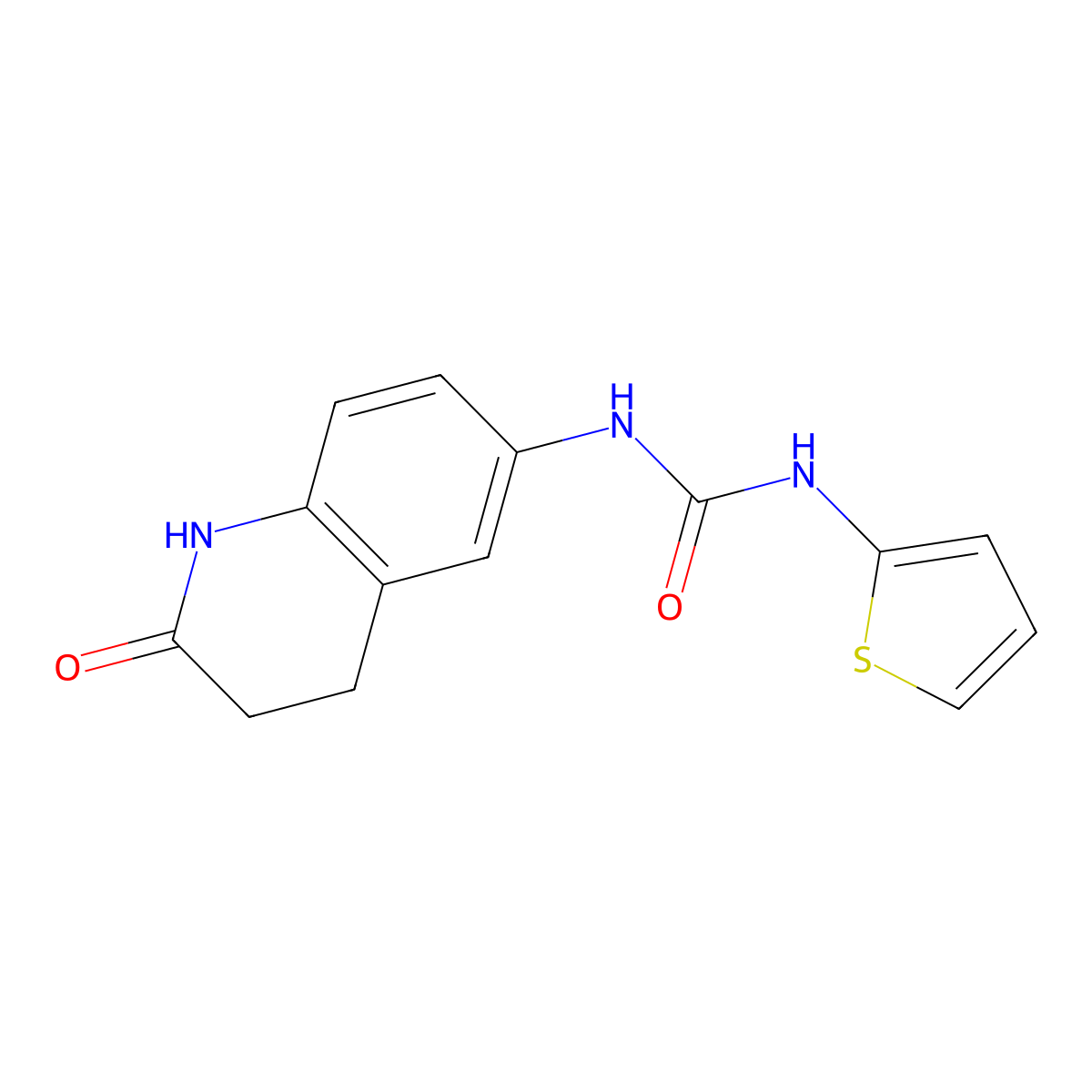 1-(2-Oxo-1,2,3,4-tetrahydroquinolin-6-yl)-3-(thiophen-2-yl)urea molecular structure, CAS 1170575-41-3
