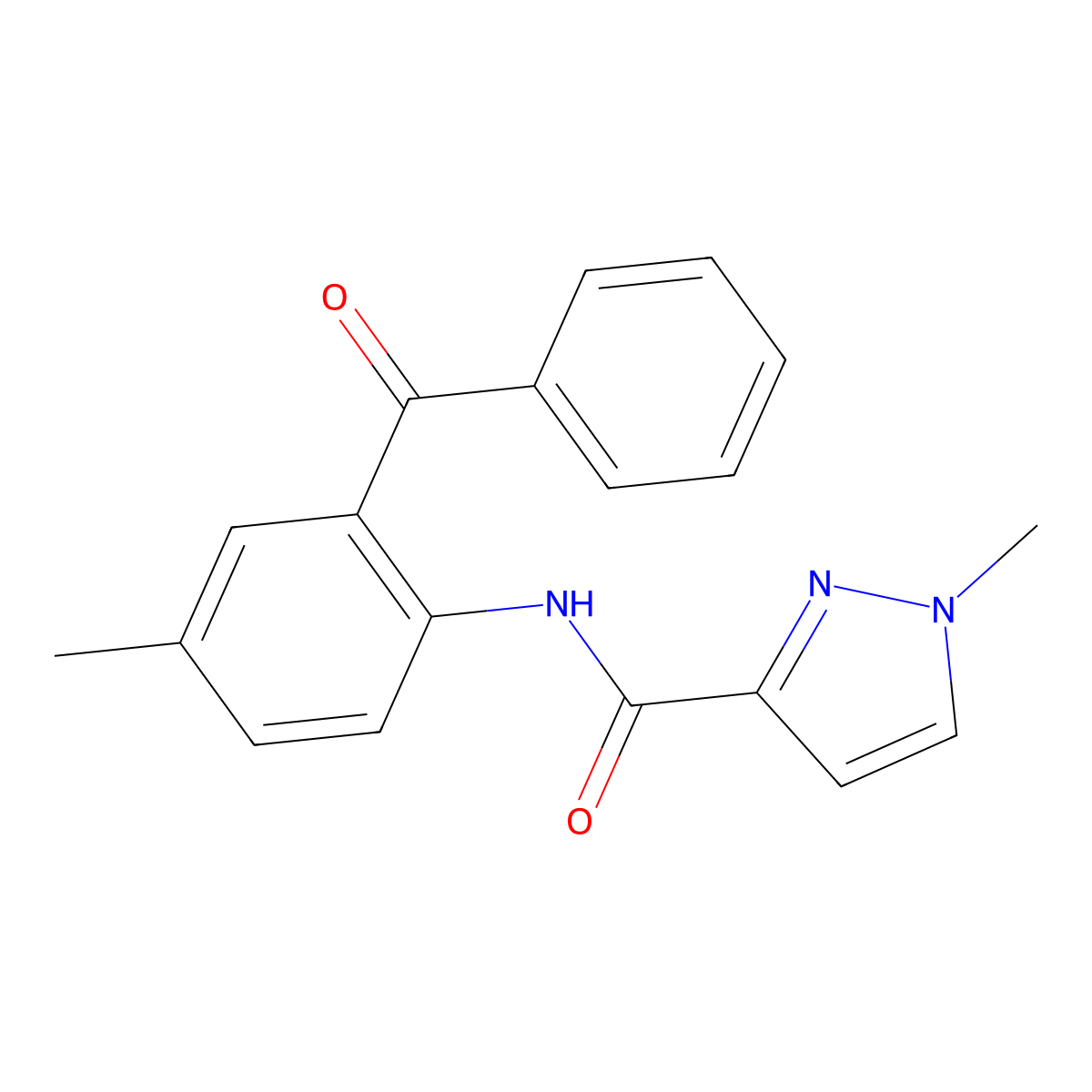 N-(2-benzoyl-4-methylphenyl)-1-methyl-1H-pyrazole-3-carboxamide molecular structure, CAS 1170576-59-6