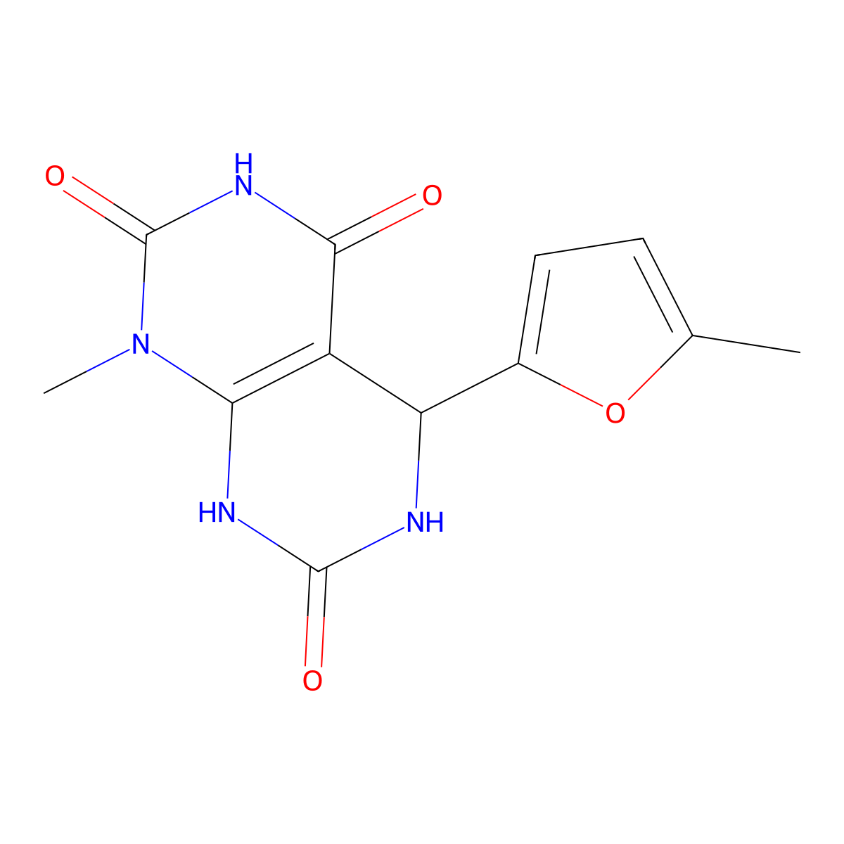 1-methyl-5-(5-methylfuran-2-yl)-5,6-dihydropyrimido[4,5-d]pyrimidine-2,4,7(1H,3H,8H)-trione molecular structure, CAS 1170577-51-1