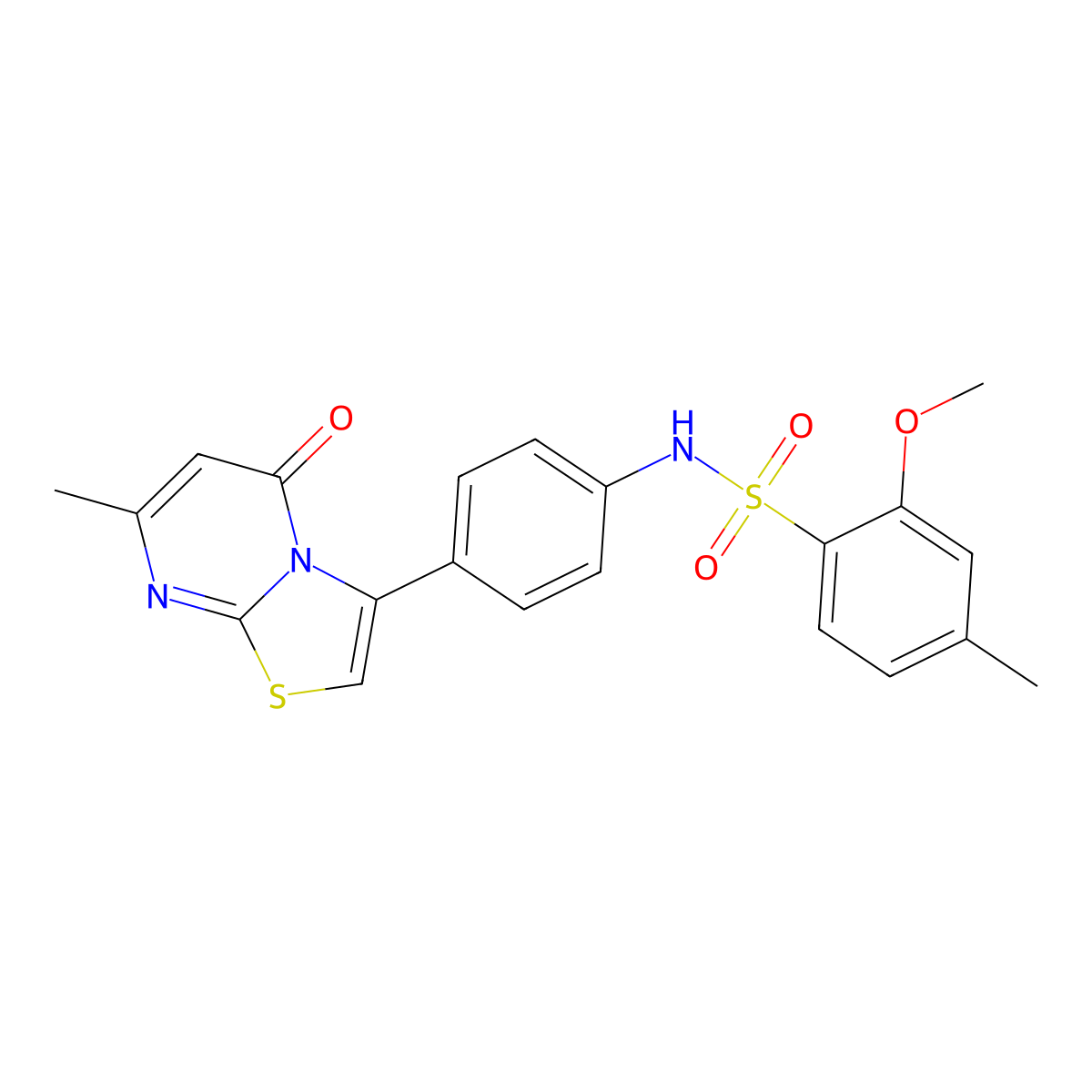 2-methoxy-4-methyl-N-(4-(7-methyl-5-oxo-5H-thiazolo[3,2-a]pyrimidin-3-yl)phenyl)benzenesulfonamide molecular structure, CAS 1170577-82-8