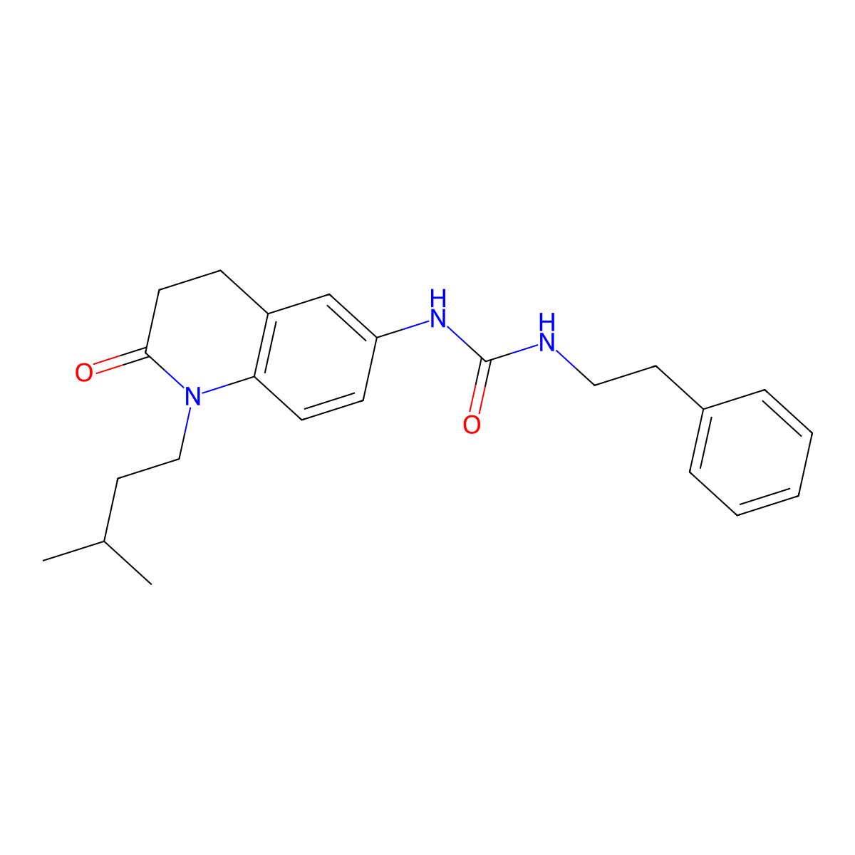 1-(1-Isopentyl-2-oxo-1,2,3,4-tetrahydroquinolin-6-yl)-3-phenethylurea molecular structure, CAS 1170578-27-4