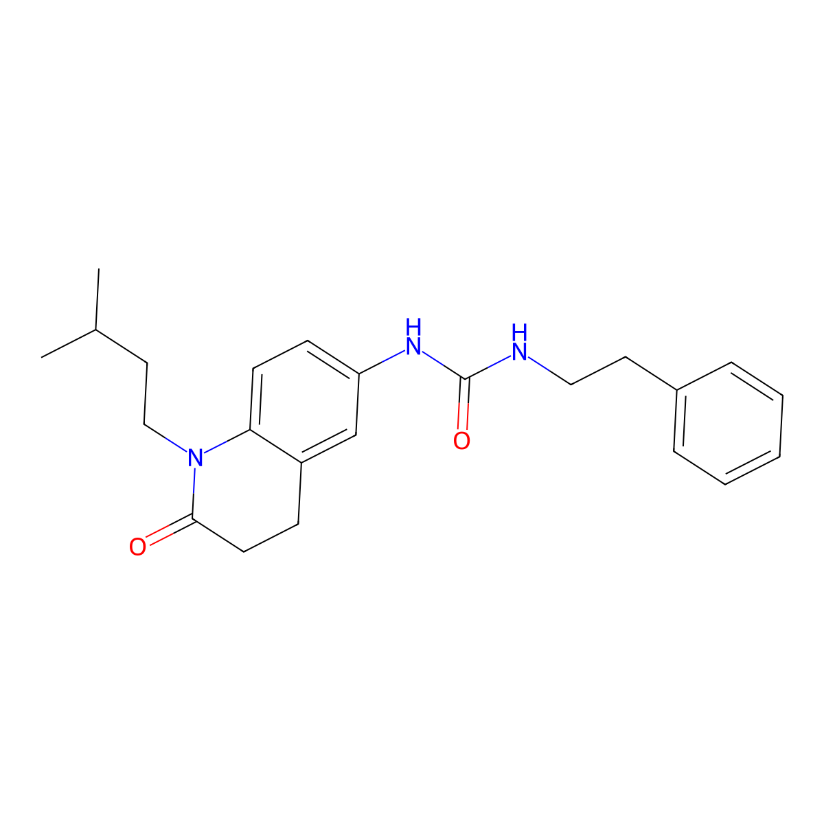 1-(1-Isopentyl-2-oxo-1,2,3,4-tetrahydroquinolin-6-yl)-3-phenethylurea molecular structure, CAS 1170578-27-4