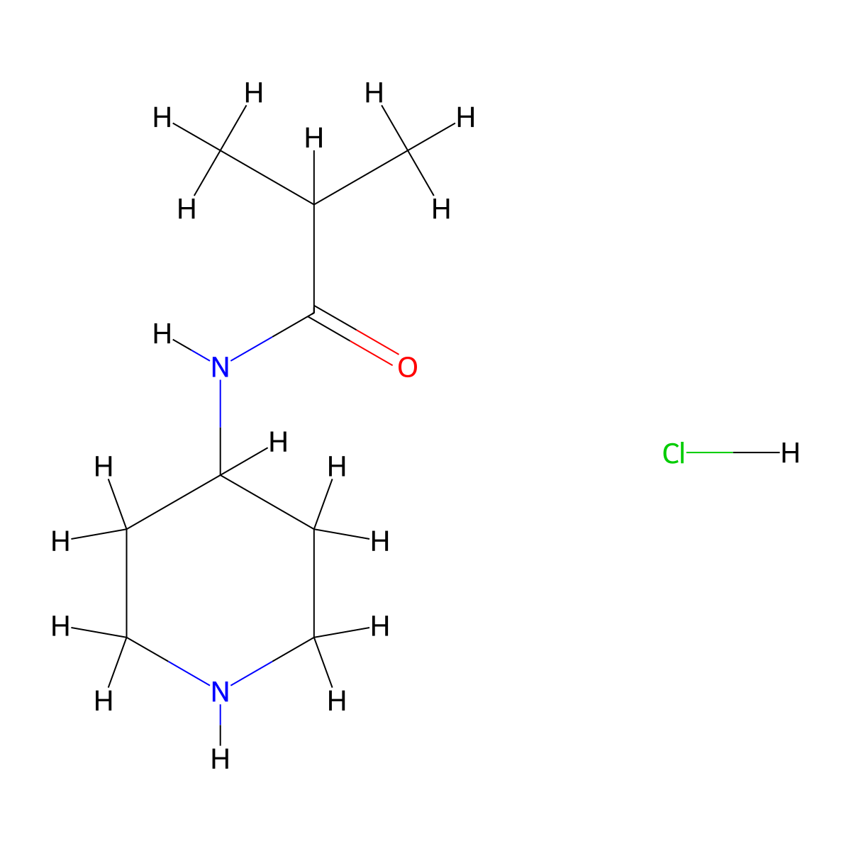 2-methyl-N-(piperidin-4-yl)propanamide hydrochloride molecular structure, CAS 1170578-54-7
