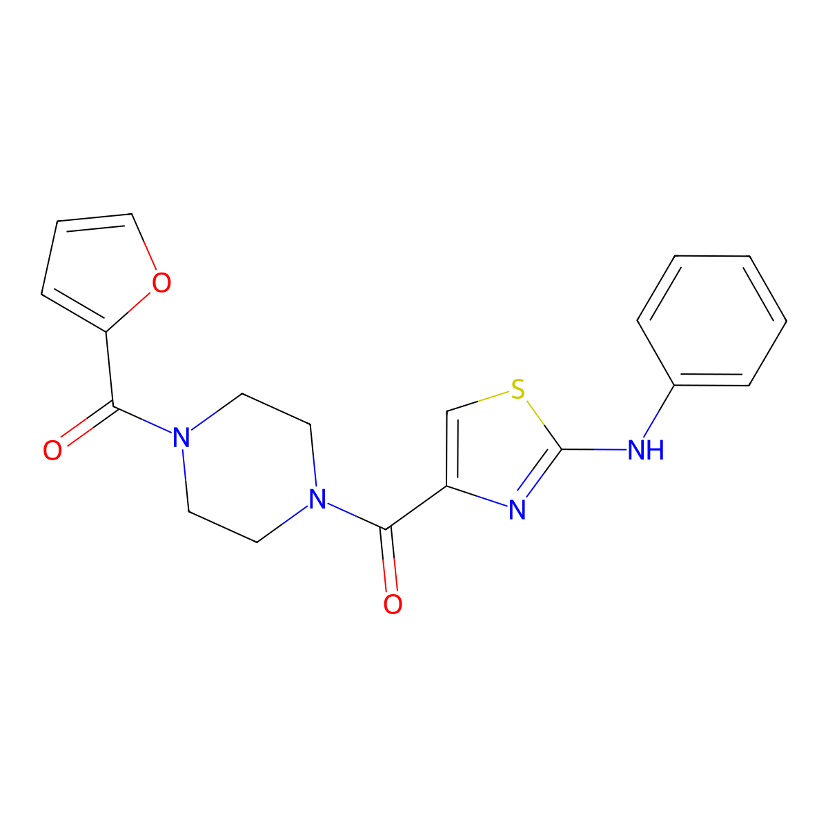 (4-(Furan-2-carbonyl)piperazin-1-yl)(2-(phenylamino)thiazol-4-yl)methanone molecular structure, CAS 1170582-20-3