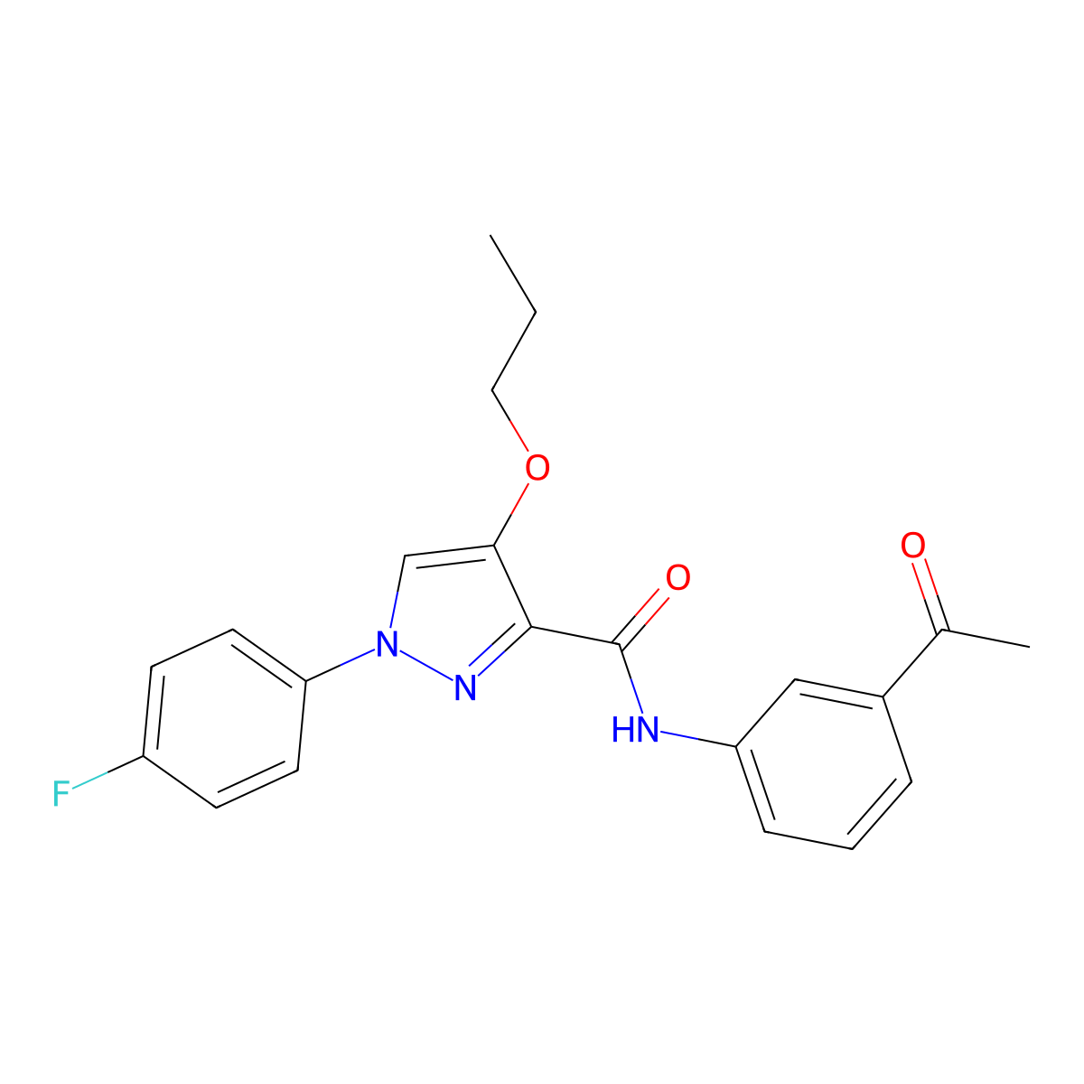 N-(3-acetylphenyl)-1-(4-fluorophenyl)-4-propoxy-1H-pyrazole-3-carboxamide molecular structure, CAS 1170582-38-3