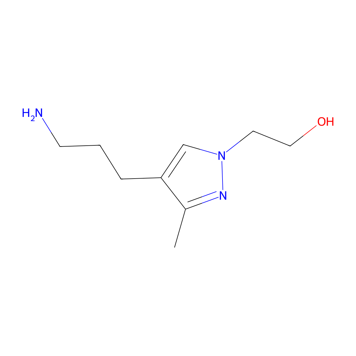 2-[4-(3-aminopropyl)-3-methyl-1H-pyrazol-1-yl]ethan-1-ol molecular structure, CAS 1170583-63-7