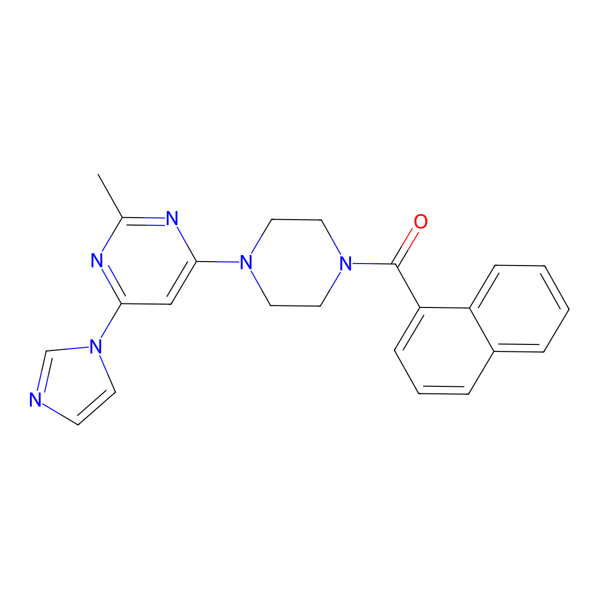 (4-(6-(1H-imidazol-1-yl)-2-methylpyrimidin-4-yl)piperazin-1-yl)(naphthalen-1-yl)methanone molecular structure, CAS 1170585-02-0