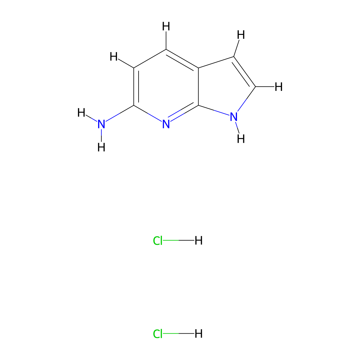 1H-Pyrrolo[2,3-b]pyridin-6-amine dihydrochloride molecular structure, CAS 1170585-19-9