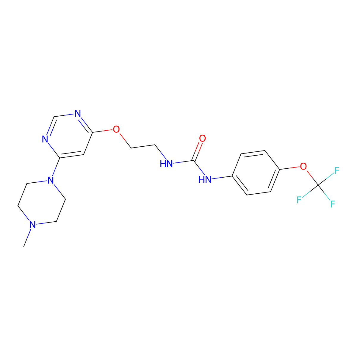 1-(2-((6-(4-Methylpiperazin-1-yl)pyrimidin-4-yl)oxy)ethyl)-3-(4-(trifluoromethoxy)phenyl)urea molecular structure, CAS 1170585-90-6