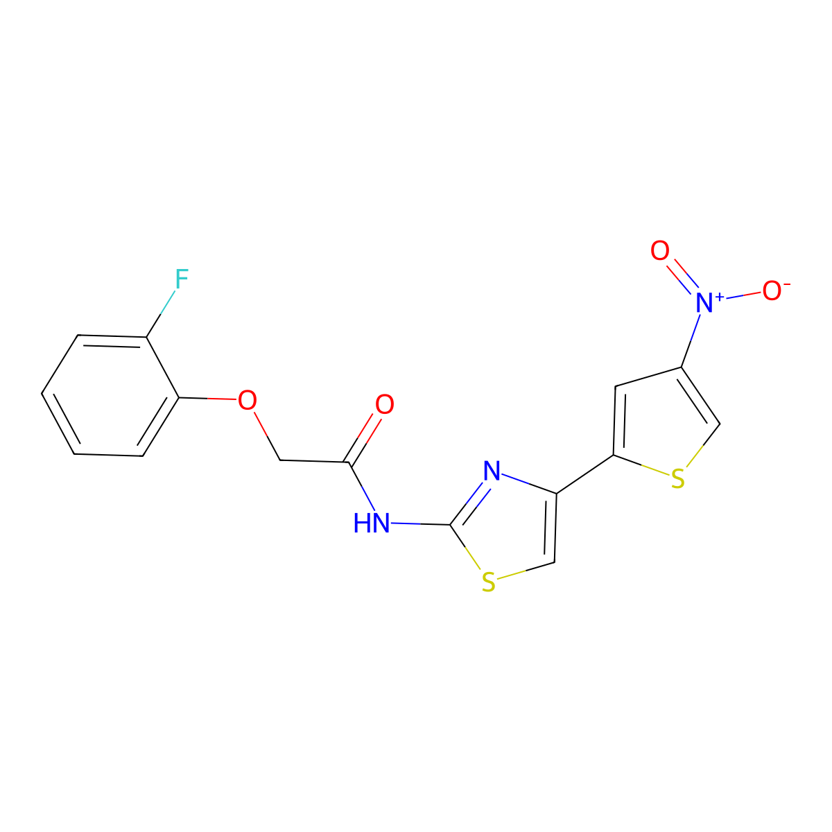 2-(2-fluorophenoxy)-N-(4-(4-nitrothiophen-2-yl)thiazol-2-yl)acetamide molecular structure, CAS 1170588-02-9
