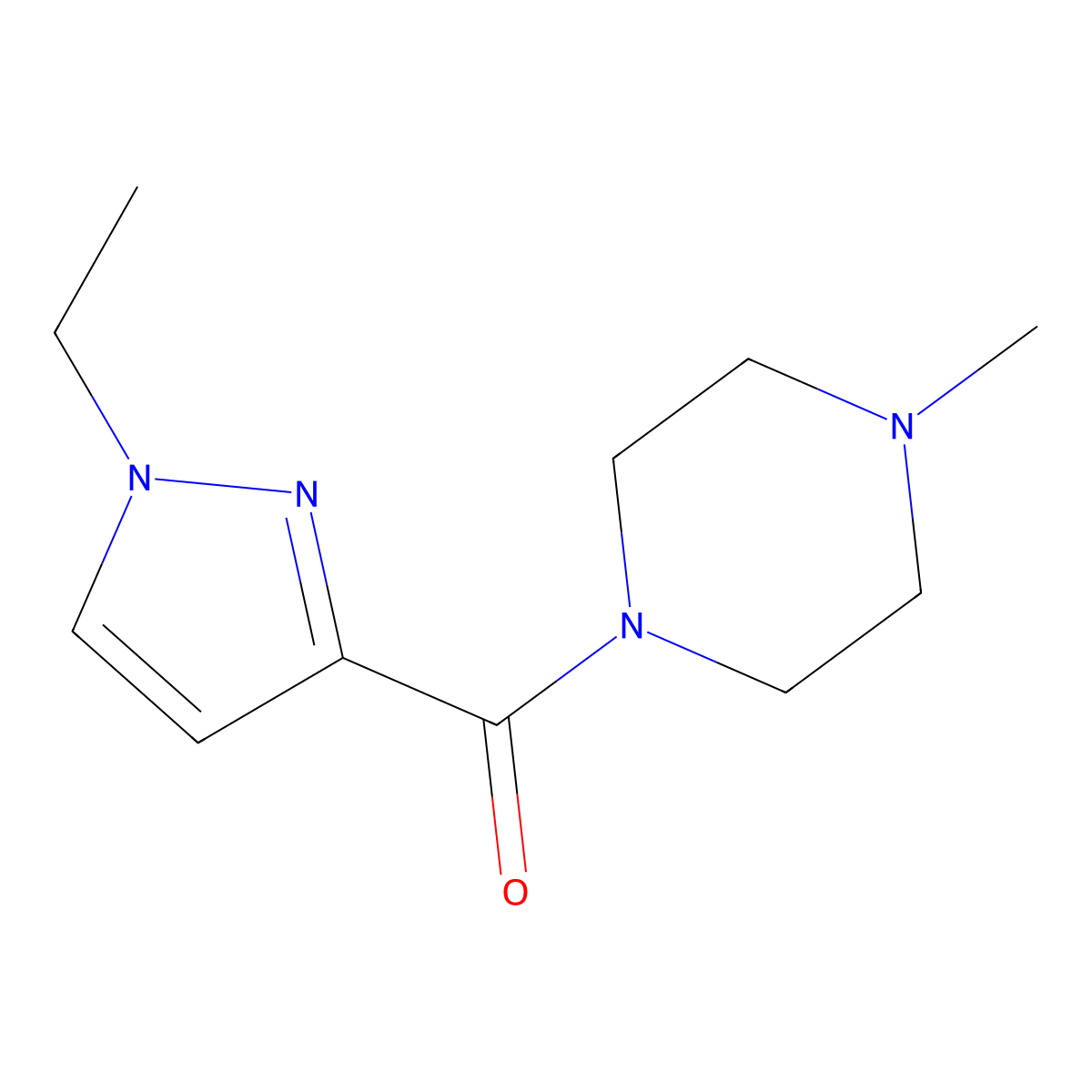 1-[(1-ethyl-1H-pyrazol-3-yl)carbonyl]-4-methylpiperazine molecular structure, CAS 1170588-14-3