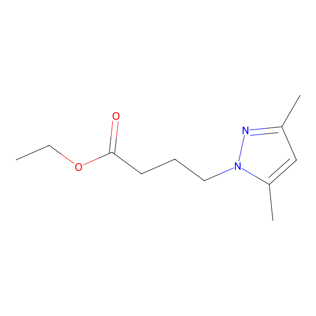 ethyl 4-(3,5-dimethyl-1H-pyrazol-1-yl)butanoate molecular structure, CAS 1170589-47-5