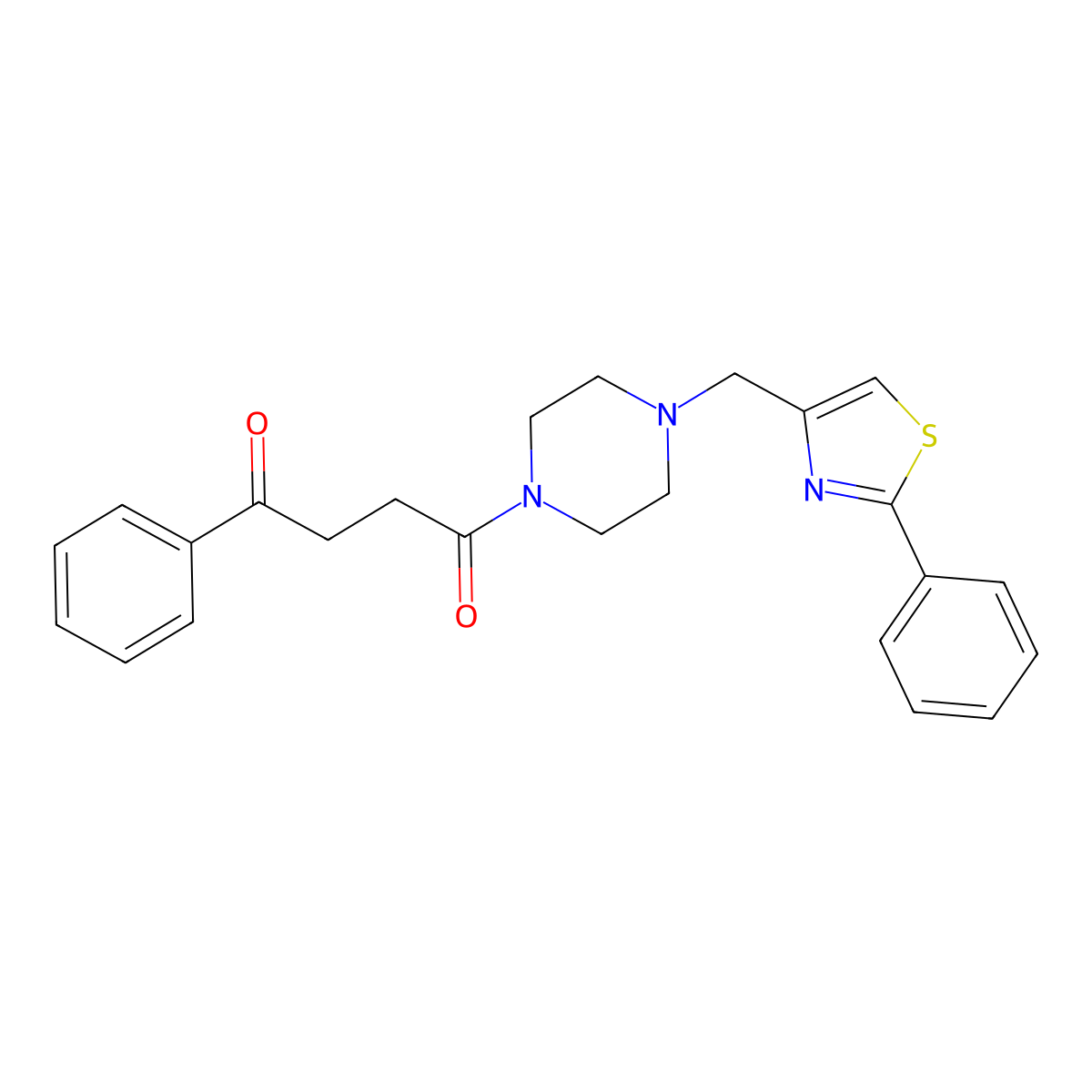 1-Phenyl-4-(4-((2-phenylthiazol-4-yl)methyl)piperazin-1-yl)butane-1,4-dione molecular structure, CAS 1170590-52-9