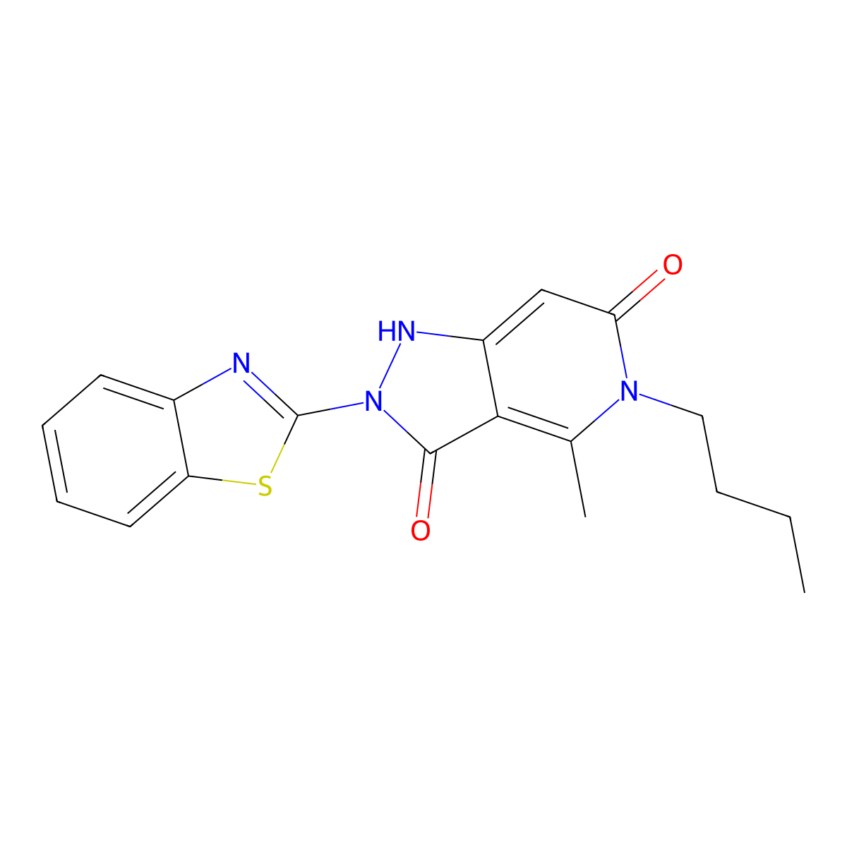 2-(1,3-benzothiazol-2-yl)-5-butyl-4-methyl-1H-pyrazolo[4,3-c]pyridine-3,6(2H,5H)-dione molecular structure, CAS 1170594-02-1