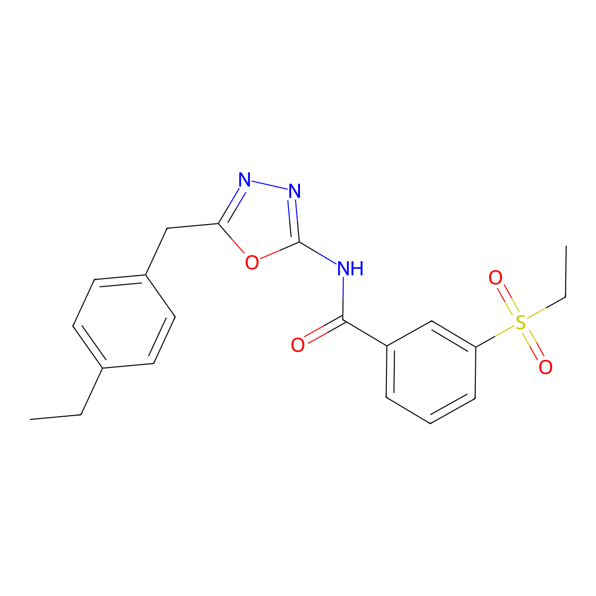 N-(5-(4-ethylbenzyl)-1,3,4-oxadiazol-2-yl)-3-(ethylsulfonyl)benzamide molecular structure, CAS 1170595-14-8